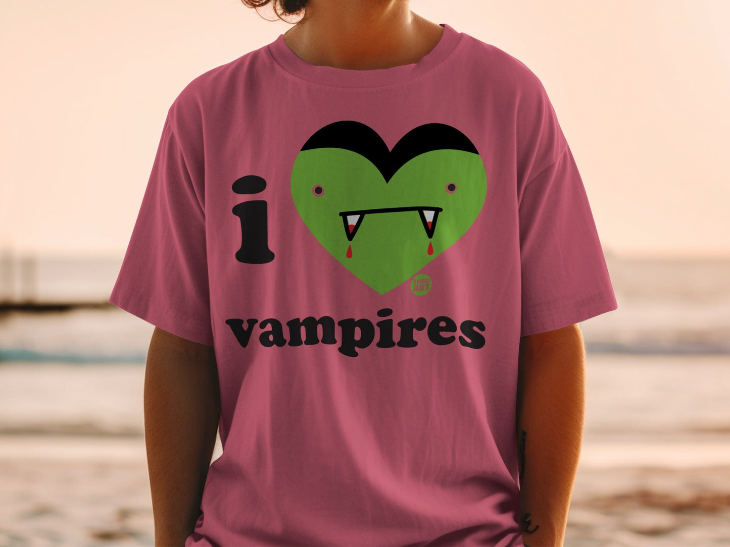 I Love Vampires Heart Design Graphic Tee Shirt