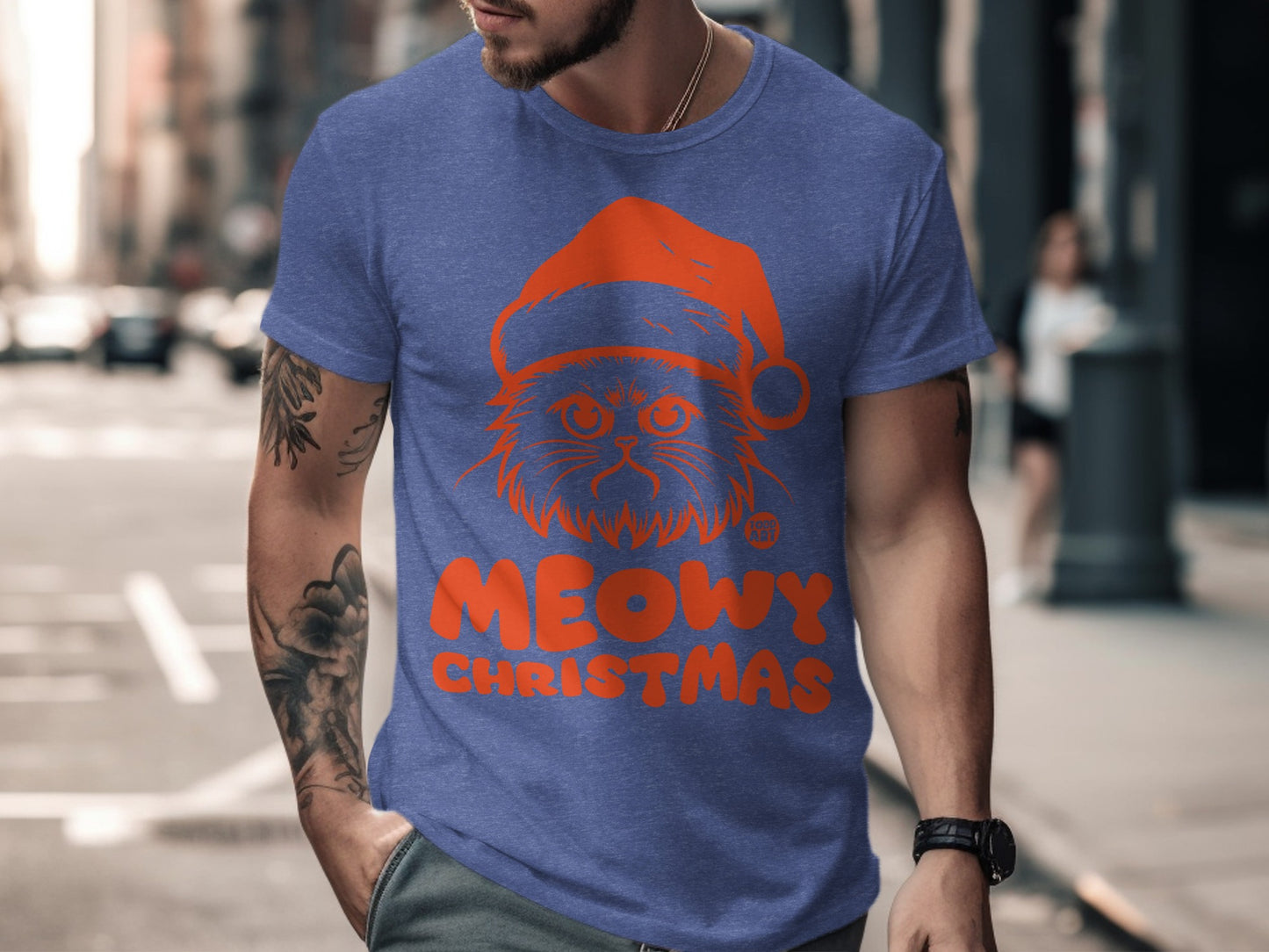 Meowy Christmas Festive Cat Santa Hat T-shirt