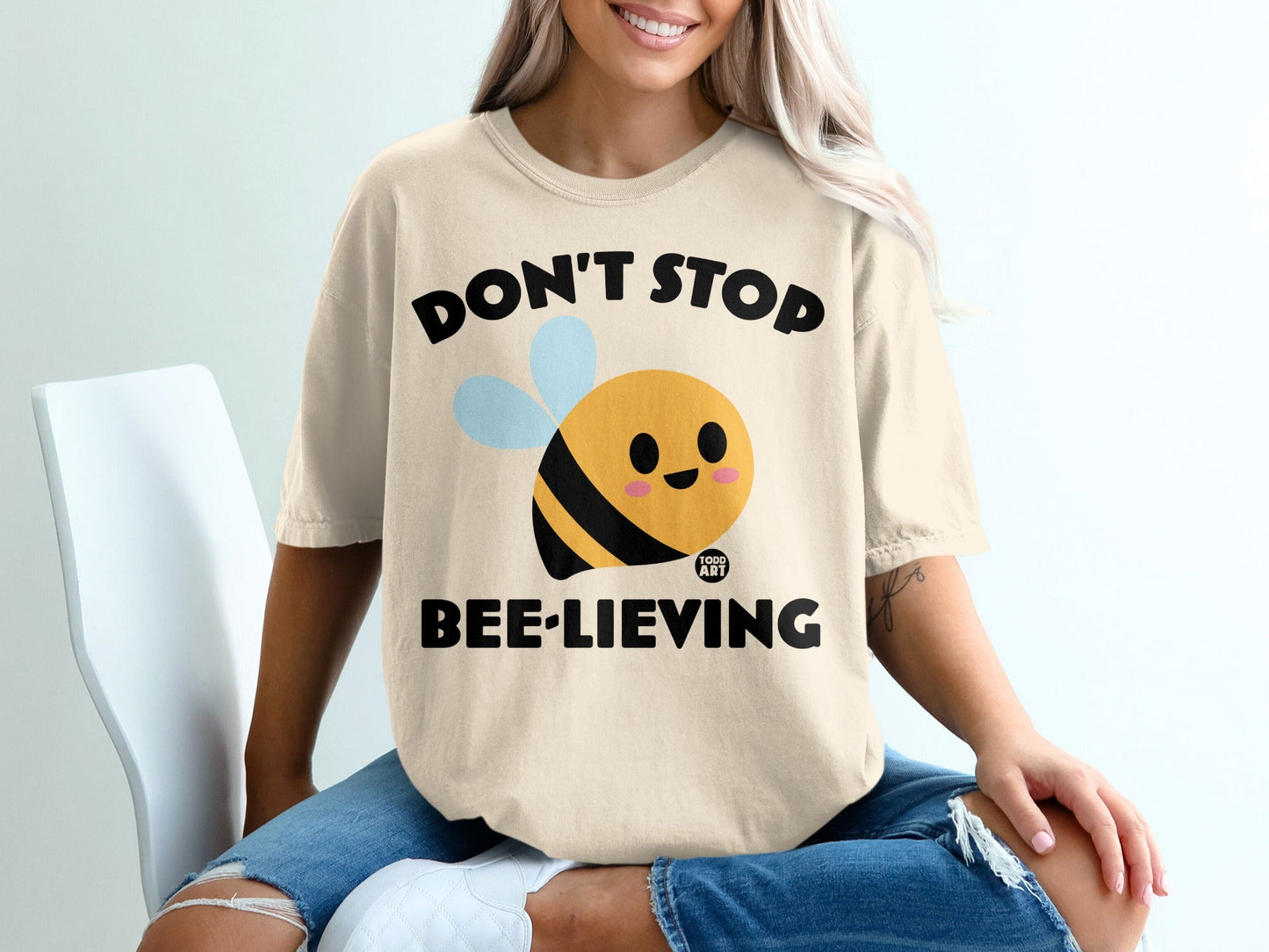 Don't Stop Bee-lieving Cute Motivational Graphic Shirt