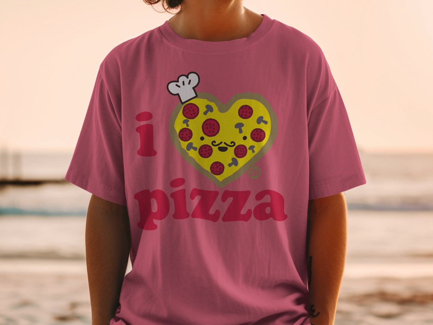 I Love Pizza Heart Design Graphic Tee Shirt