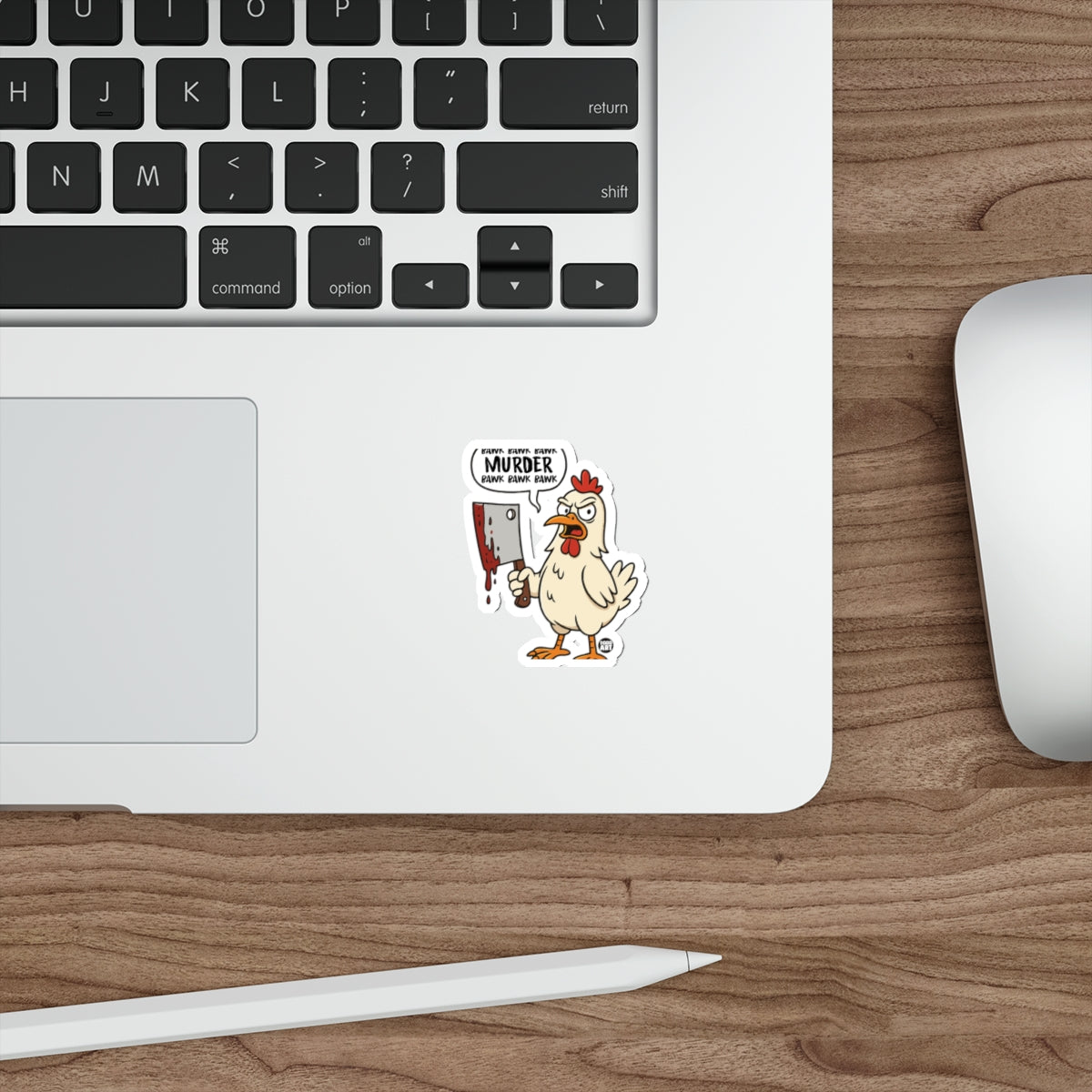 Funny Chicken With Knife Vinyl Sticker For Laptop Decor
