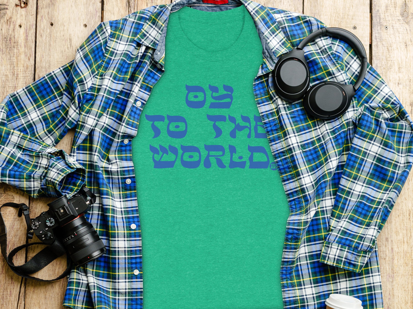 Oy to the World Green Graphic Shirt product