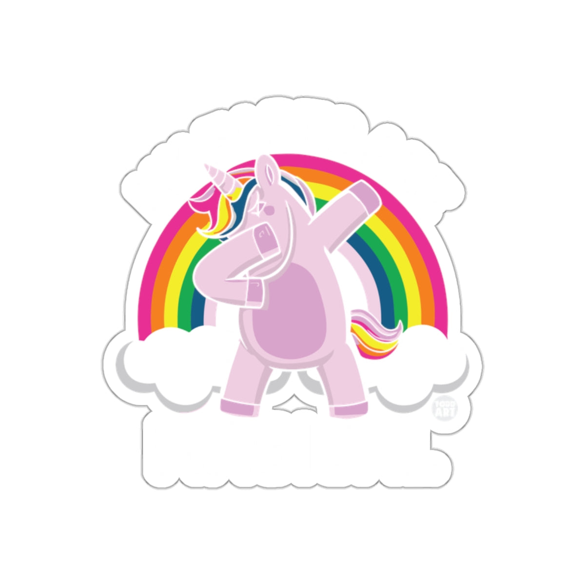 Colorful Dabbing Unicorn with Rainbow Sticker