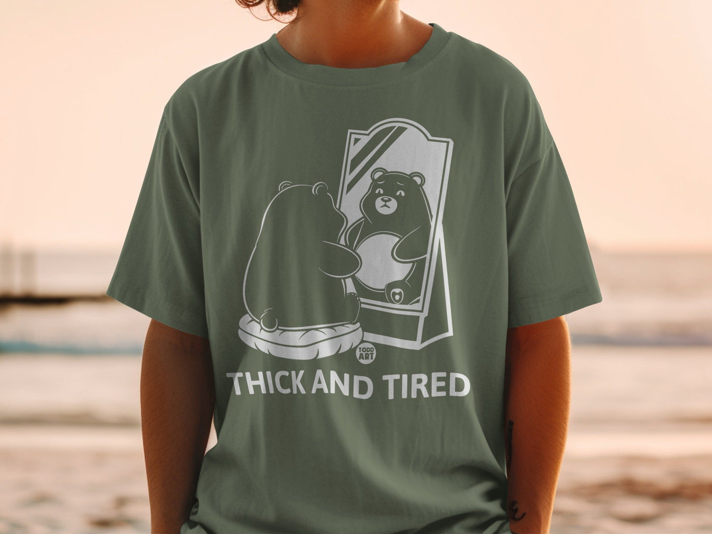 Thick and Tired Bear Design T-shirt Product