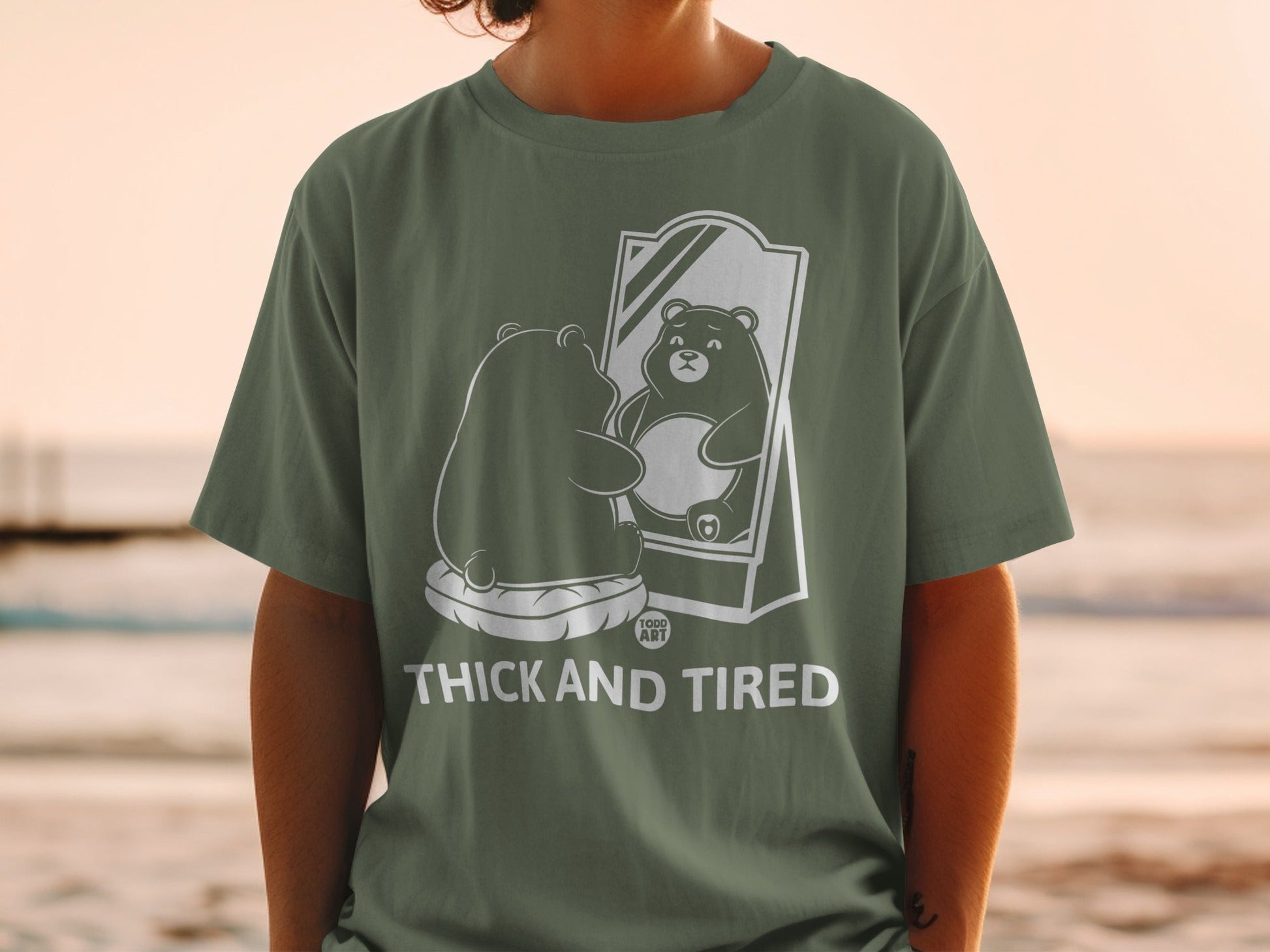 Thick and Tired Bear Design T-shirt Product