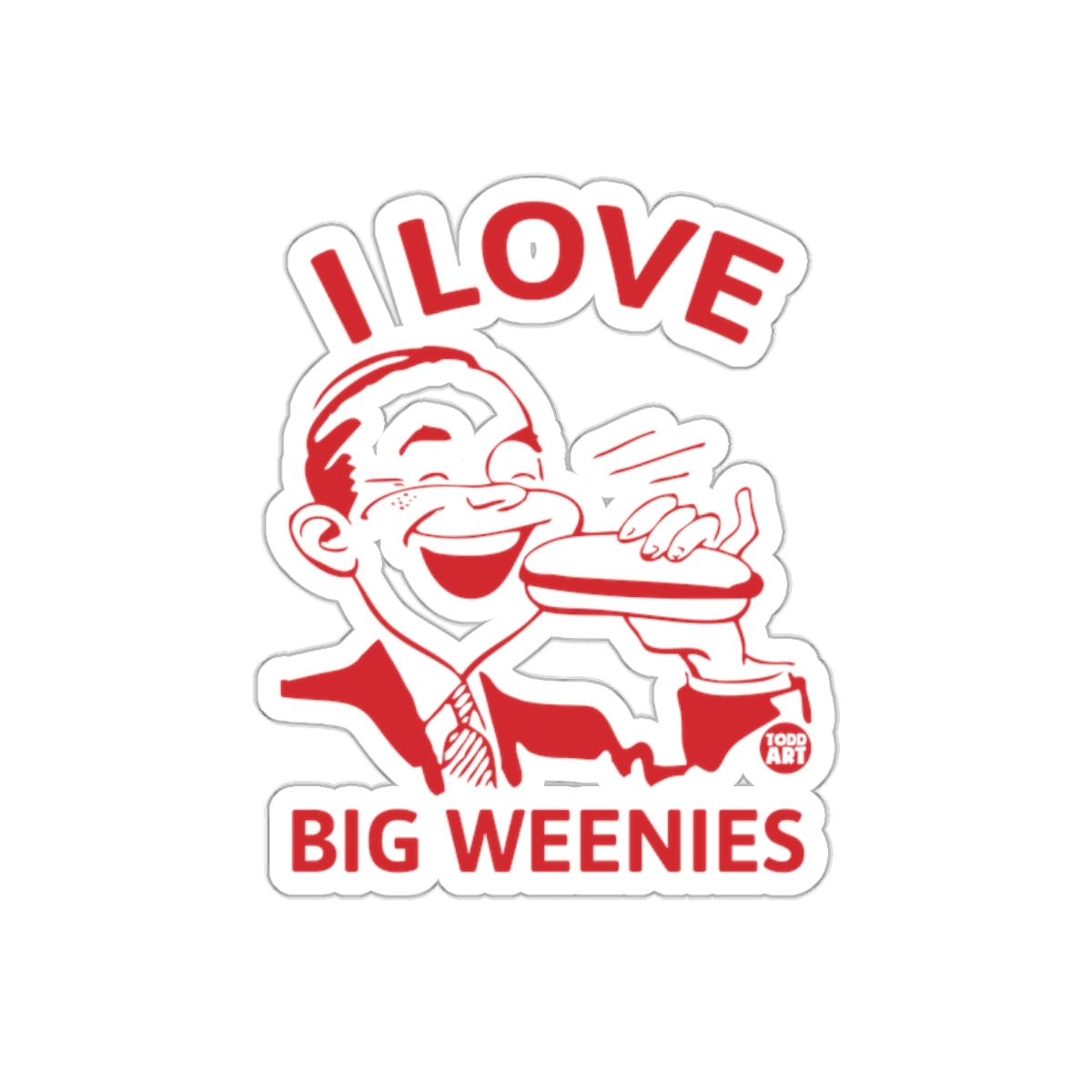 I Love Big Weenies Fun Retro Style Unique Sticker