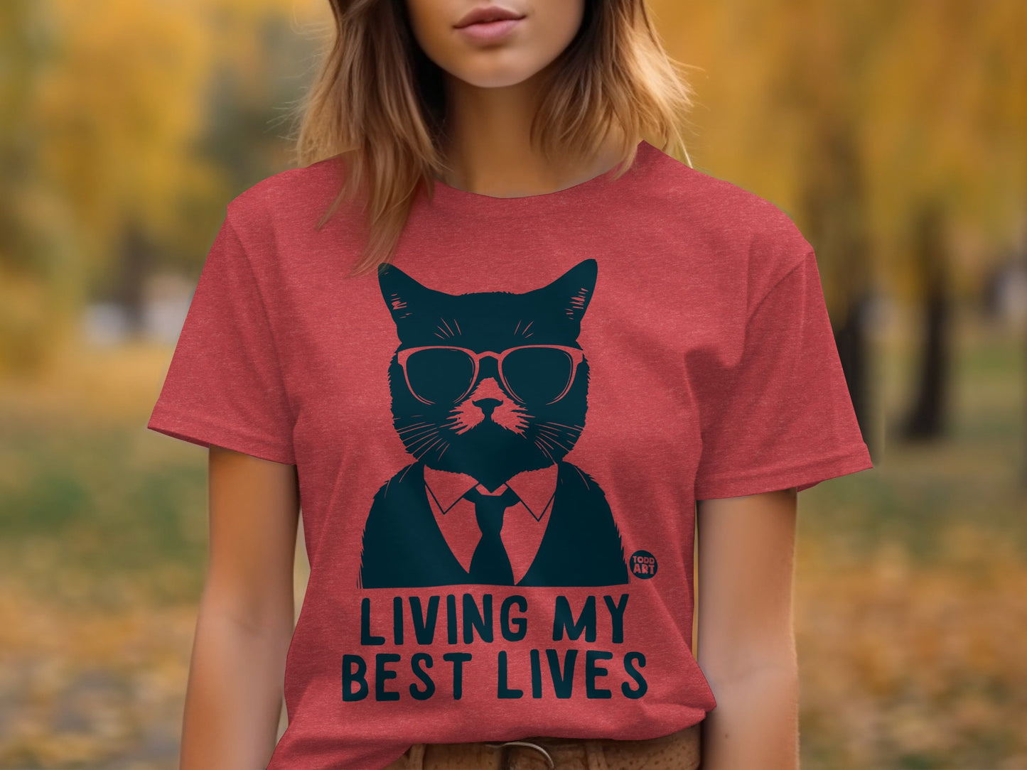 Living My Best Lives Cat in Sunglasses T-Shirt