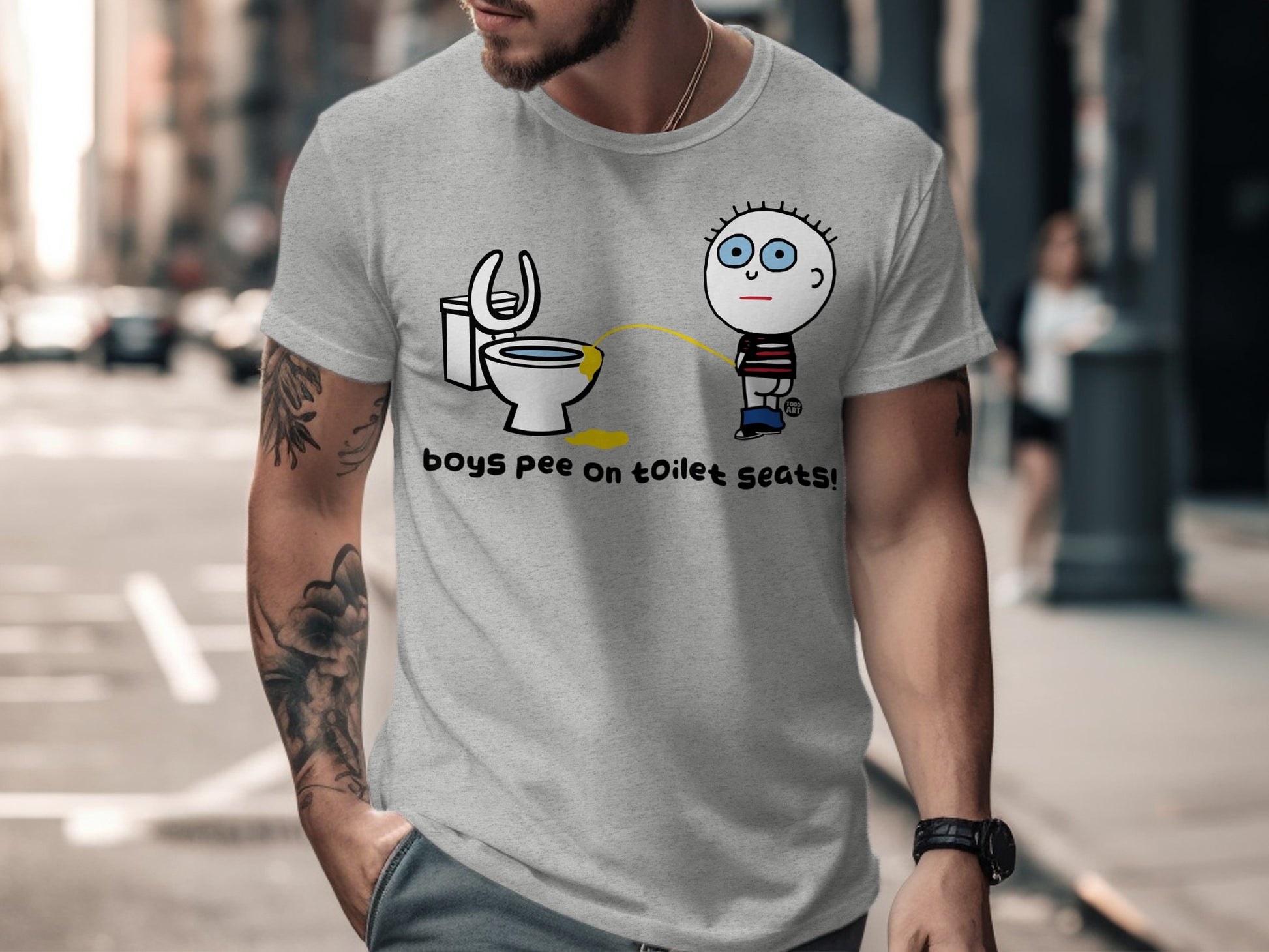 Boys Pee On Toilet Seats! Humorous Graphic Tee