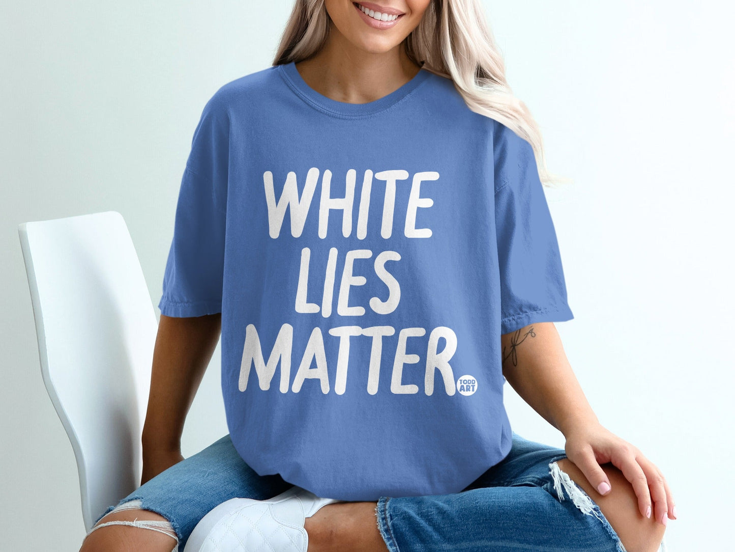 White Lies Matter Graphic Blue Shirt