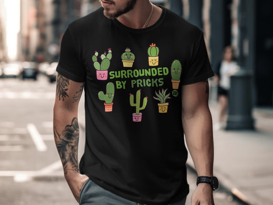 Surrounded By Pricks Funny Cactus Graphic T-Shirt Product