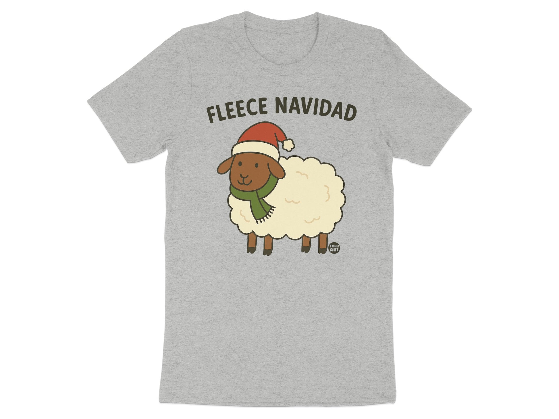 Fleece Navidad Sheep Wearing Santa Hat and Scarf Shirt