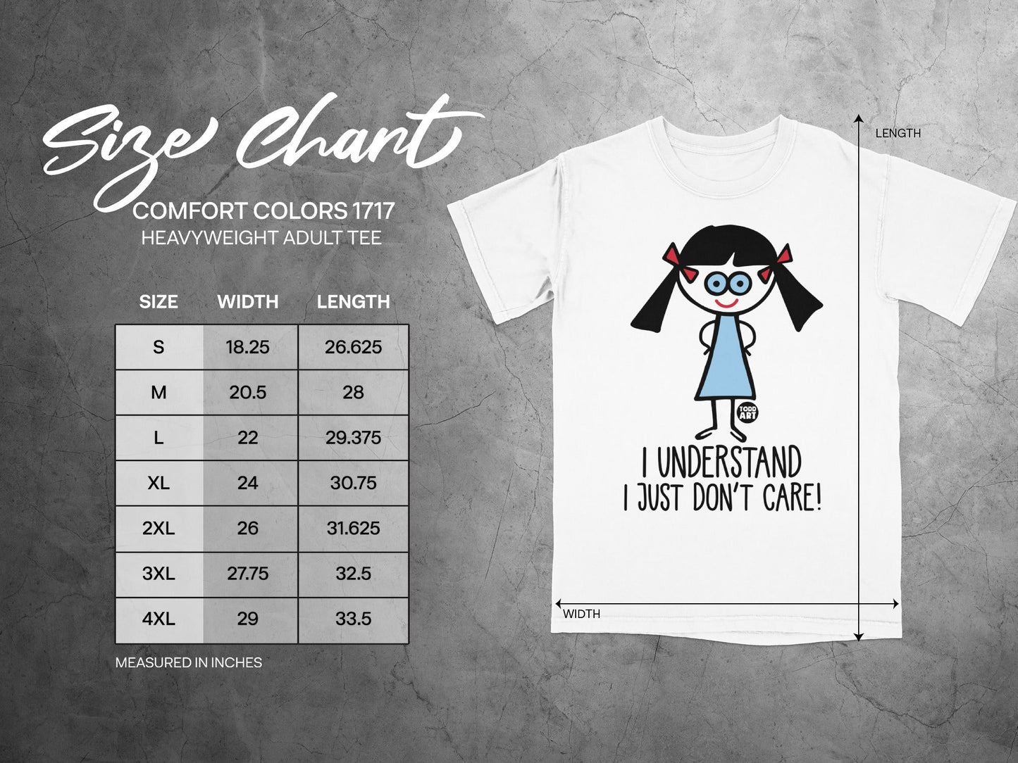 I Understand I Just Don't Care Funny Graphic T-Shirt