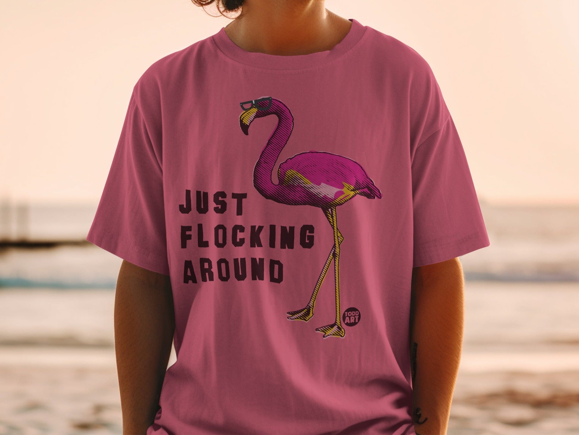 Just Flocking Around Flamingo Graphic T-Shirt