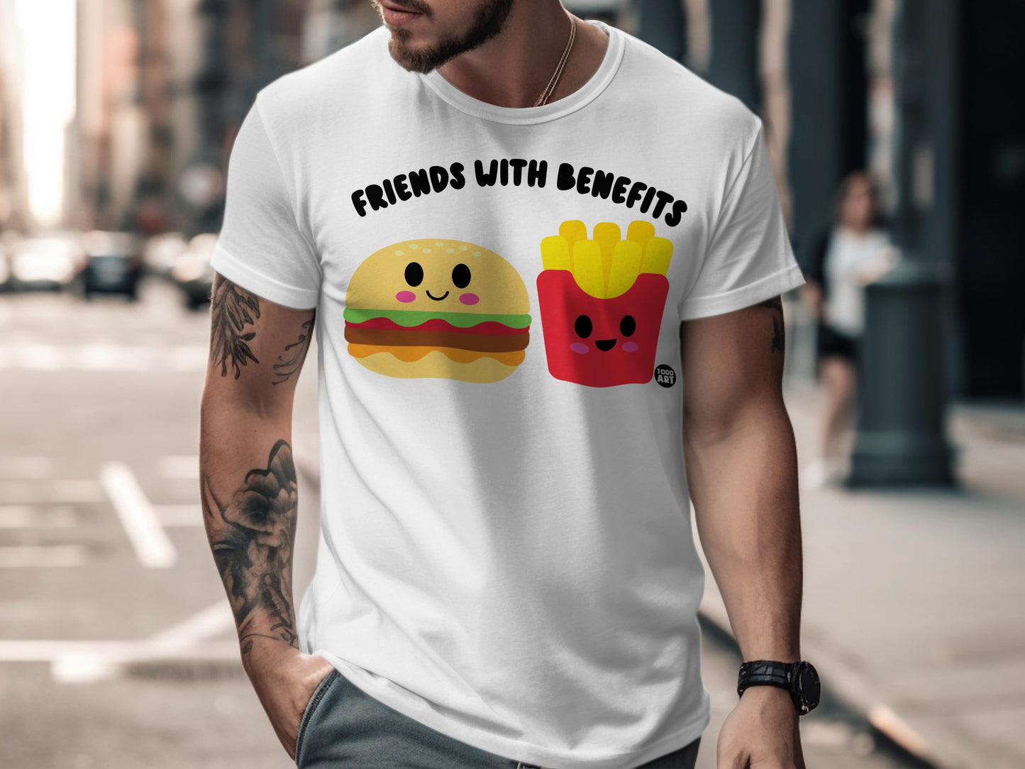 Friends With Benefits Burger and Fries Graphic T-shirt
