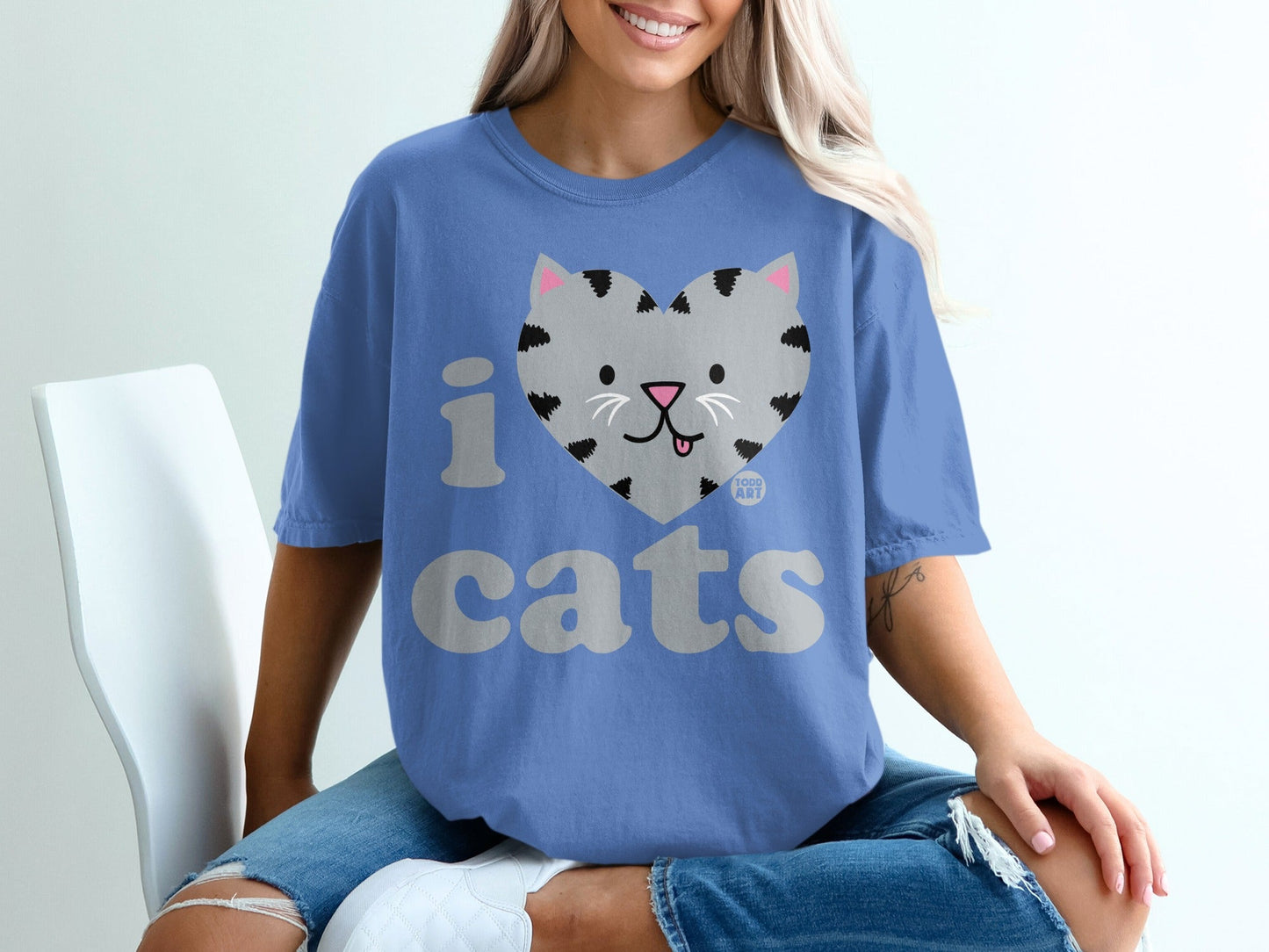 I Love Cats Todd Art Graphic Unisex Casual T-Shirt