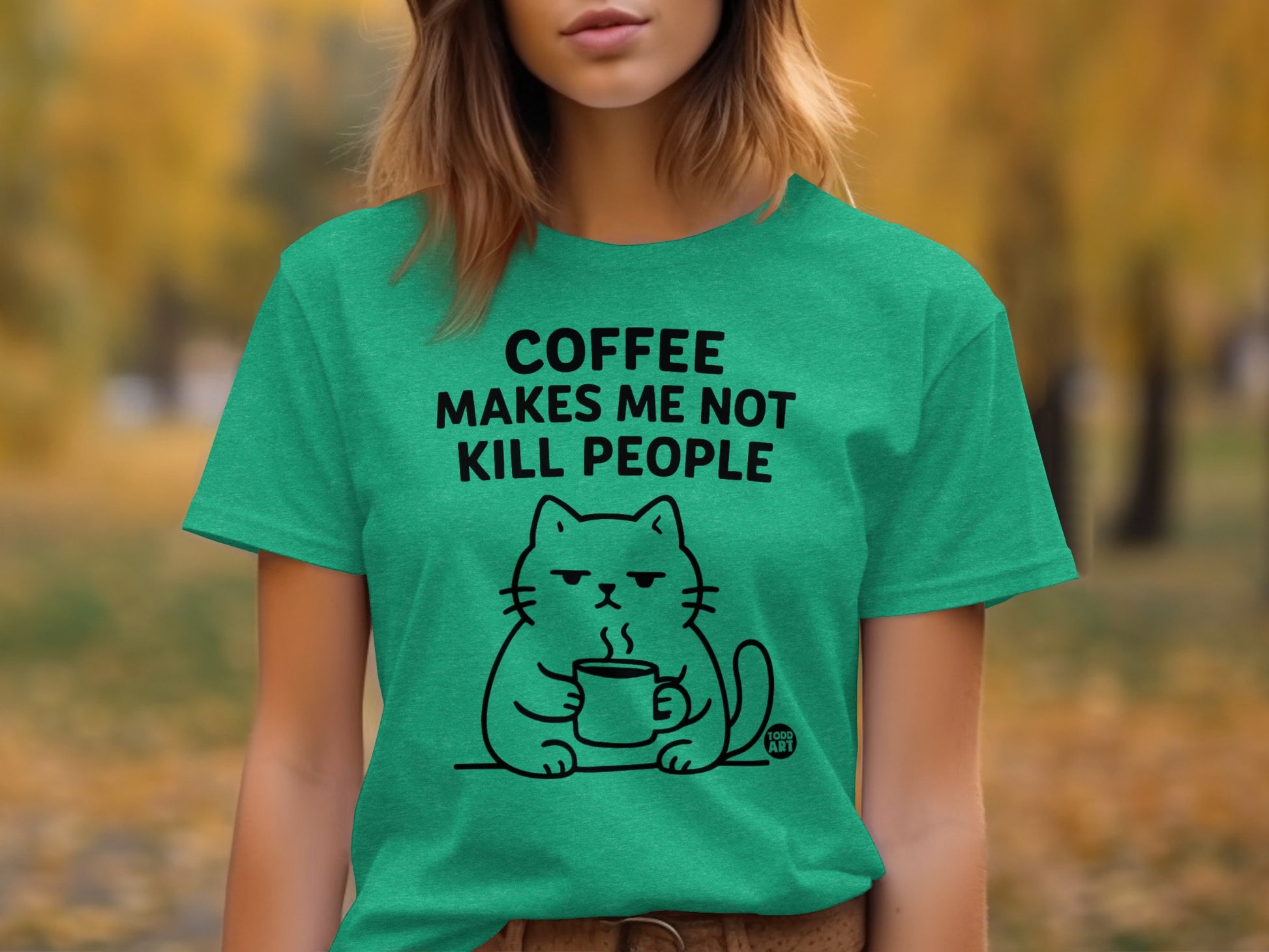 Coffee Makes Me Not Kill People Cat T-Shirt