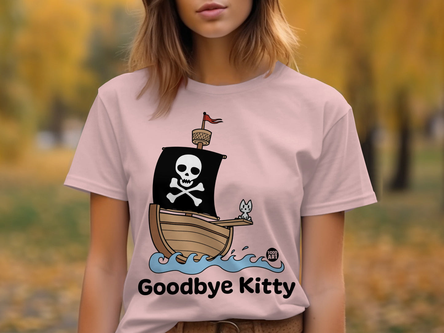 Goodbye Kitty Pirate Ship Graphic T-Shirt