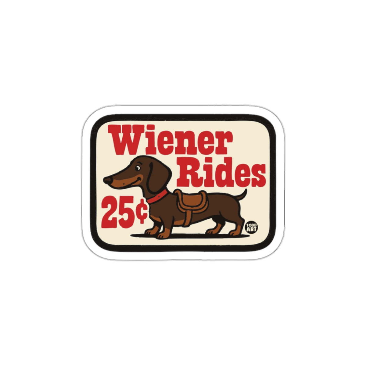 Wiener Rides 25¬¢ Cute Dachshund Figurine Sticker