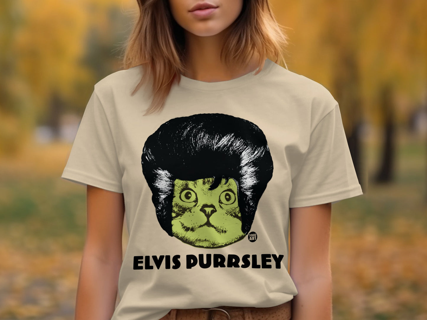 Elvis Purrsley Graphic Tee Classic Cat Design Shirt