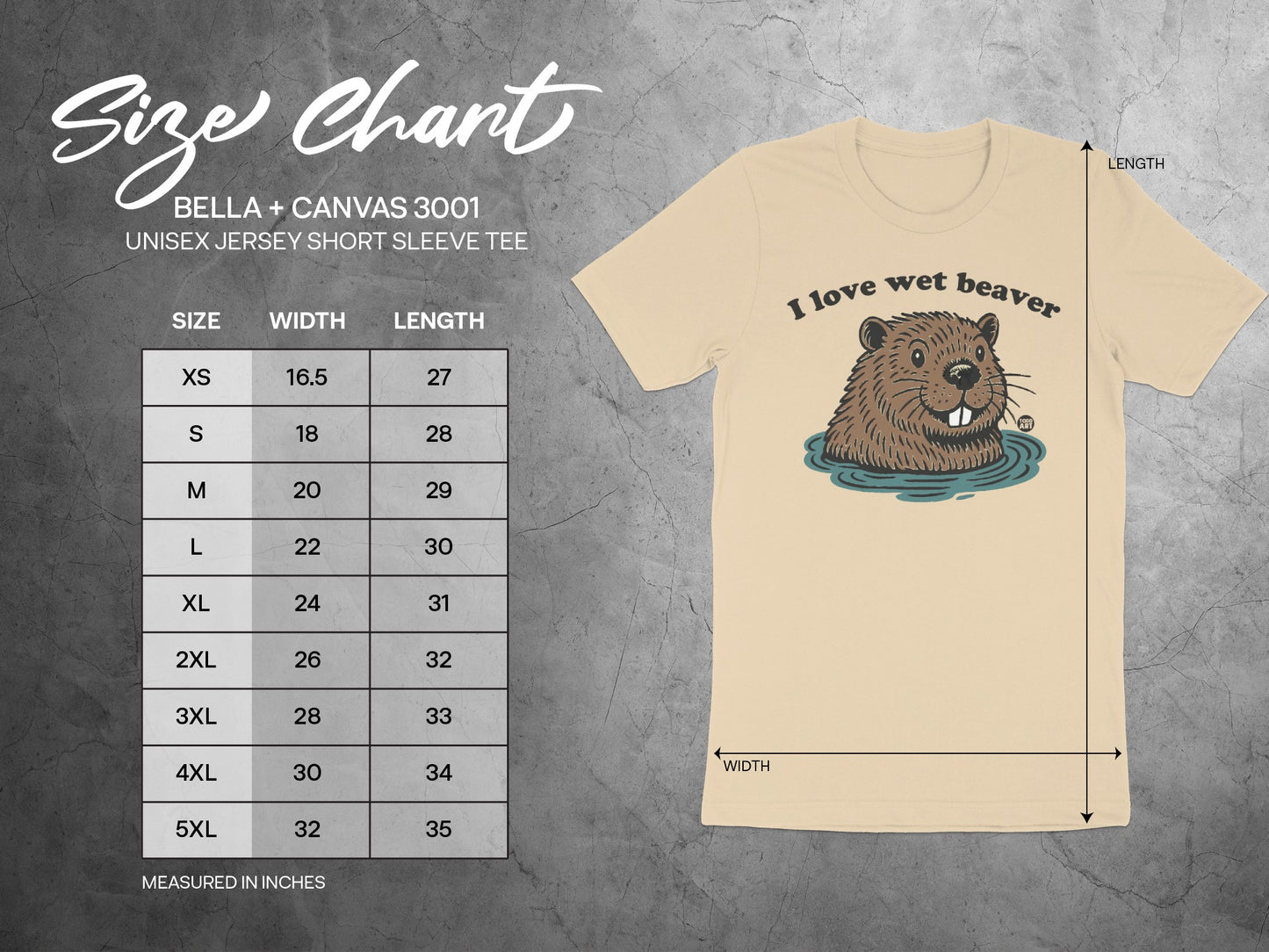 I Love Wet Beaver Bella + Canvas 3001 Short Sleeve Tee