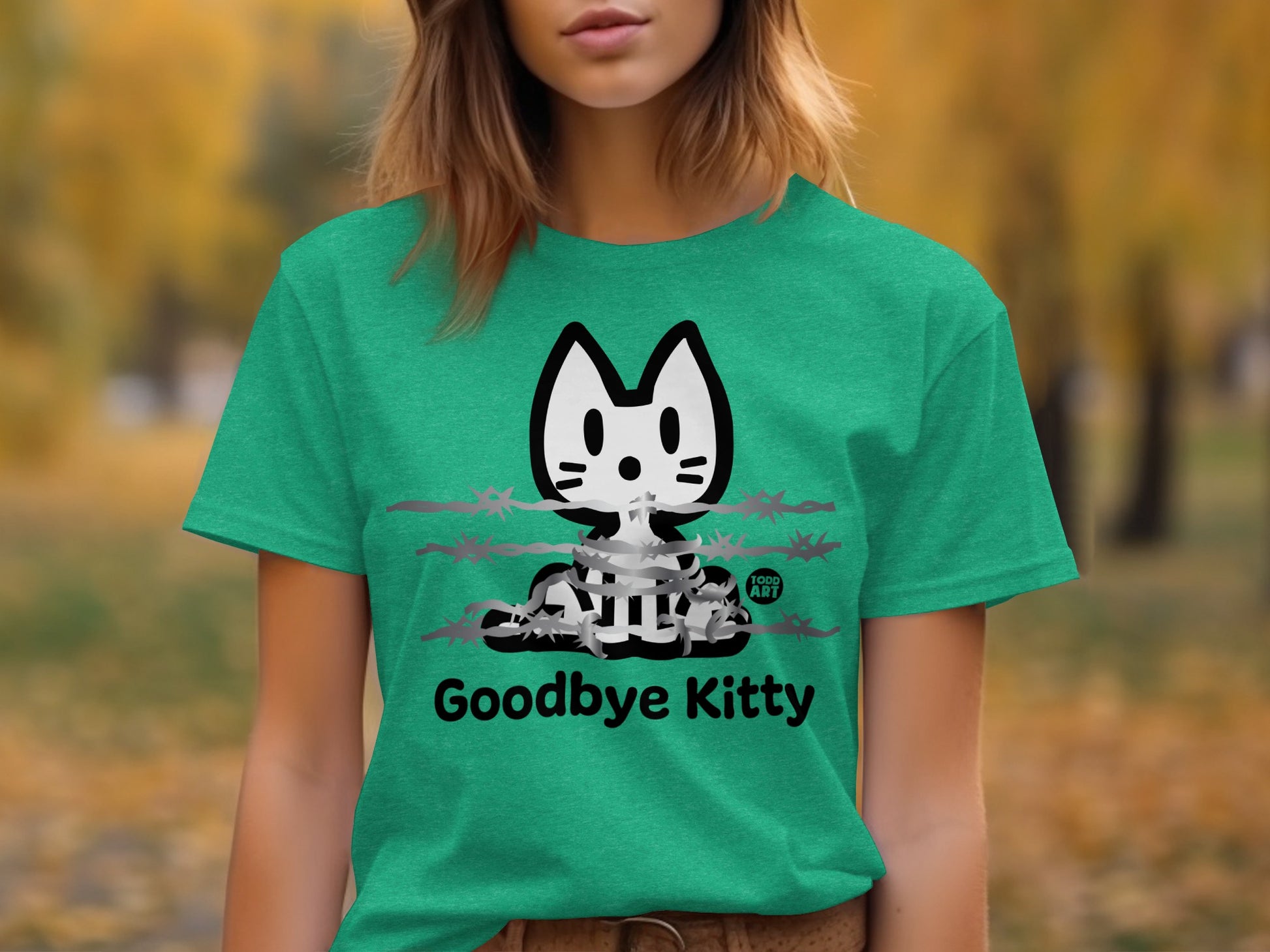 Unique Vintage Style Goodbye Kitty Graphic Tee