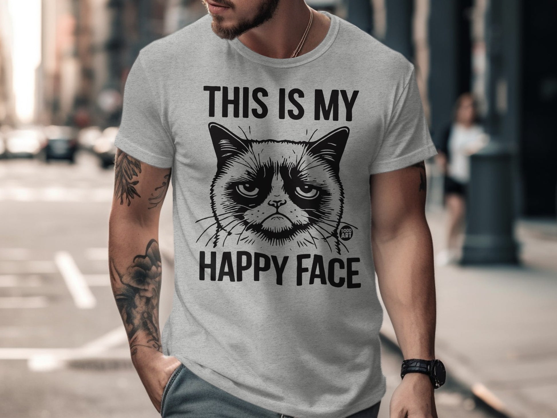 This is My Happy Face Grumpy Cat Graphic Tee