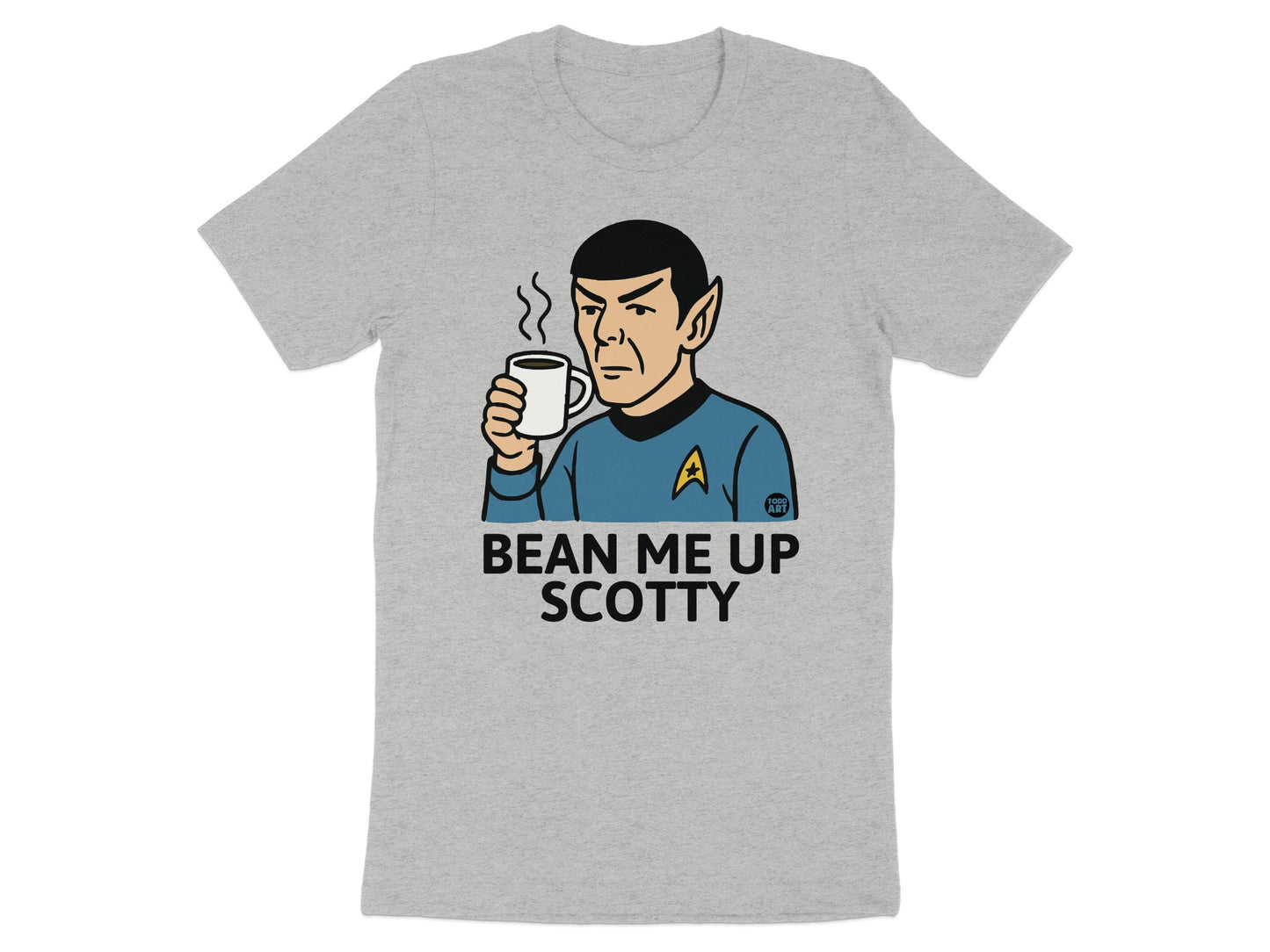 Bean Me Up Scotty Funny Graphic T-shirt for Coffee Lovers