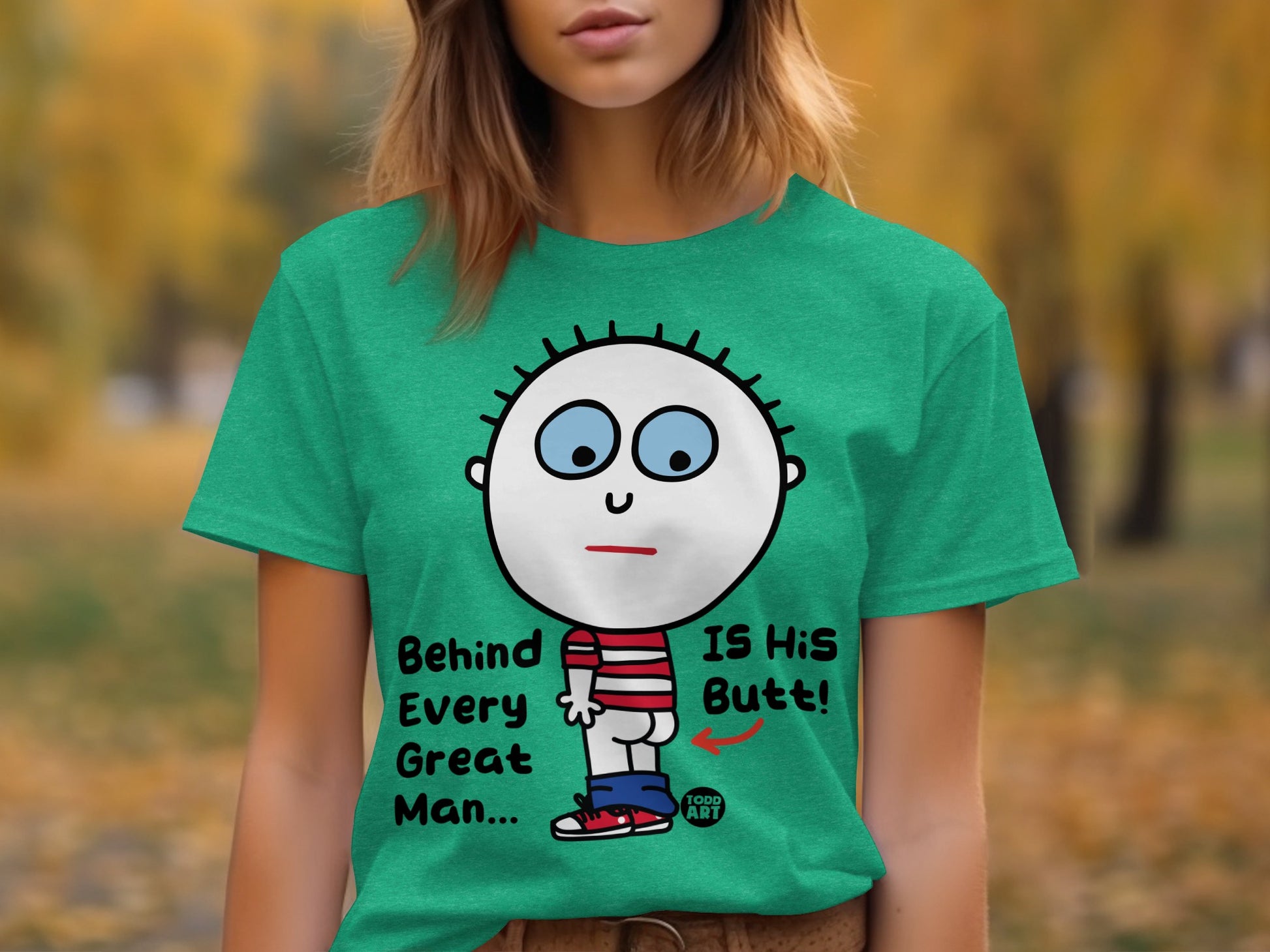 Funny Cartoon Behind Every Great Man Shirt