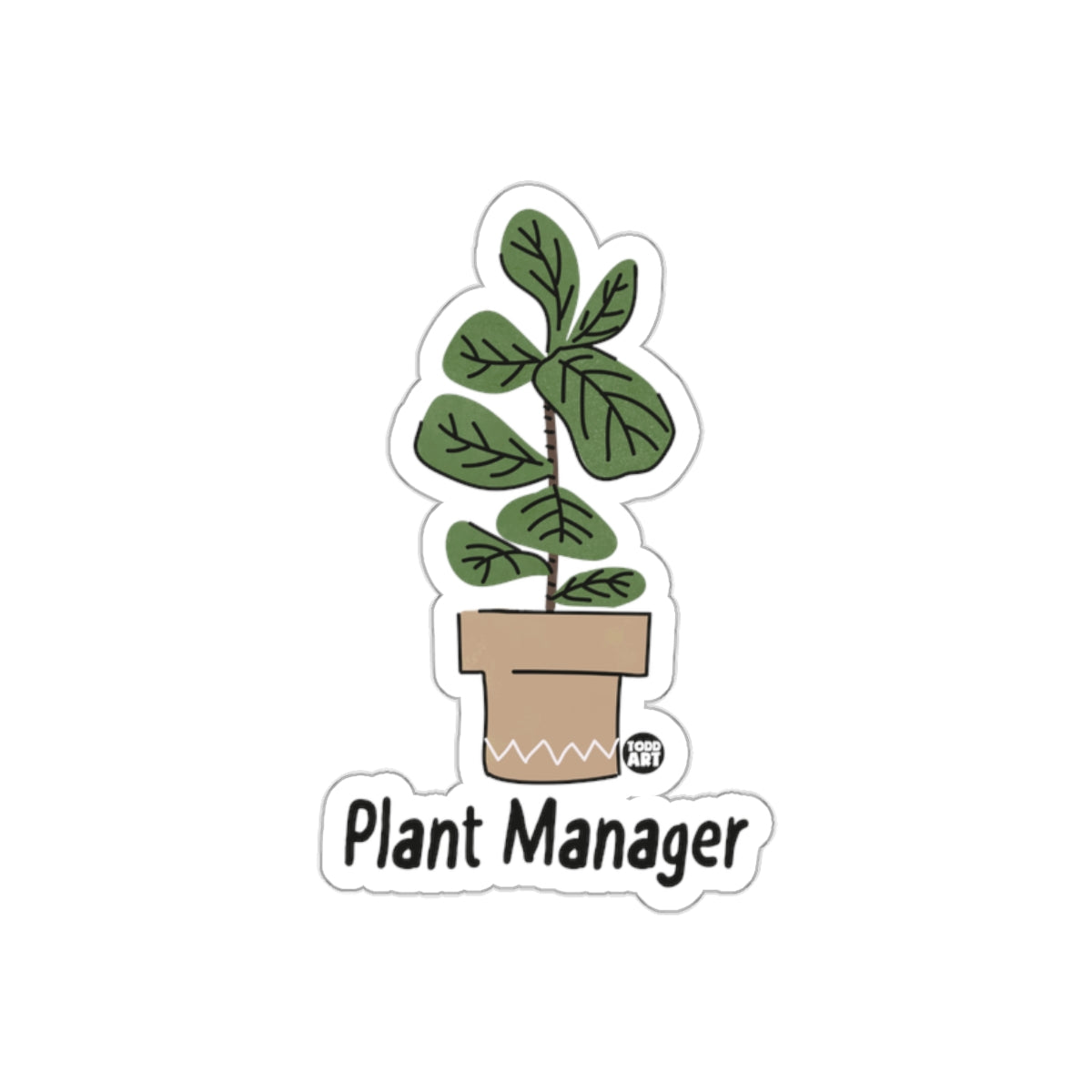 Green Potted Plant with Plant Manager Text Art sticker