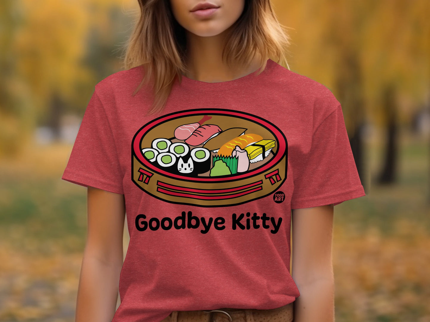 Goodbye Kitty Sushi Design Graphic T-shirt