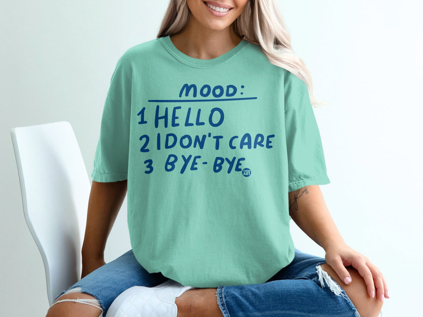 Mood: Hello I Don't Care Bye-Bye Graphic T-Shirt