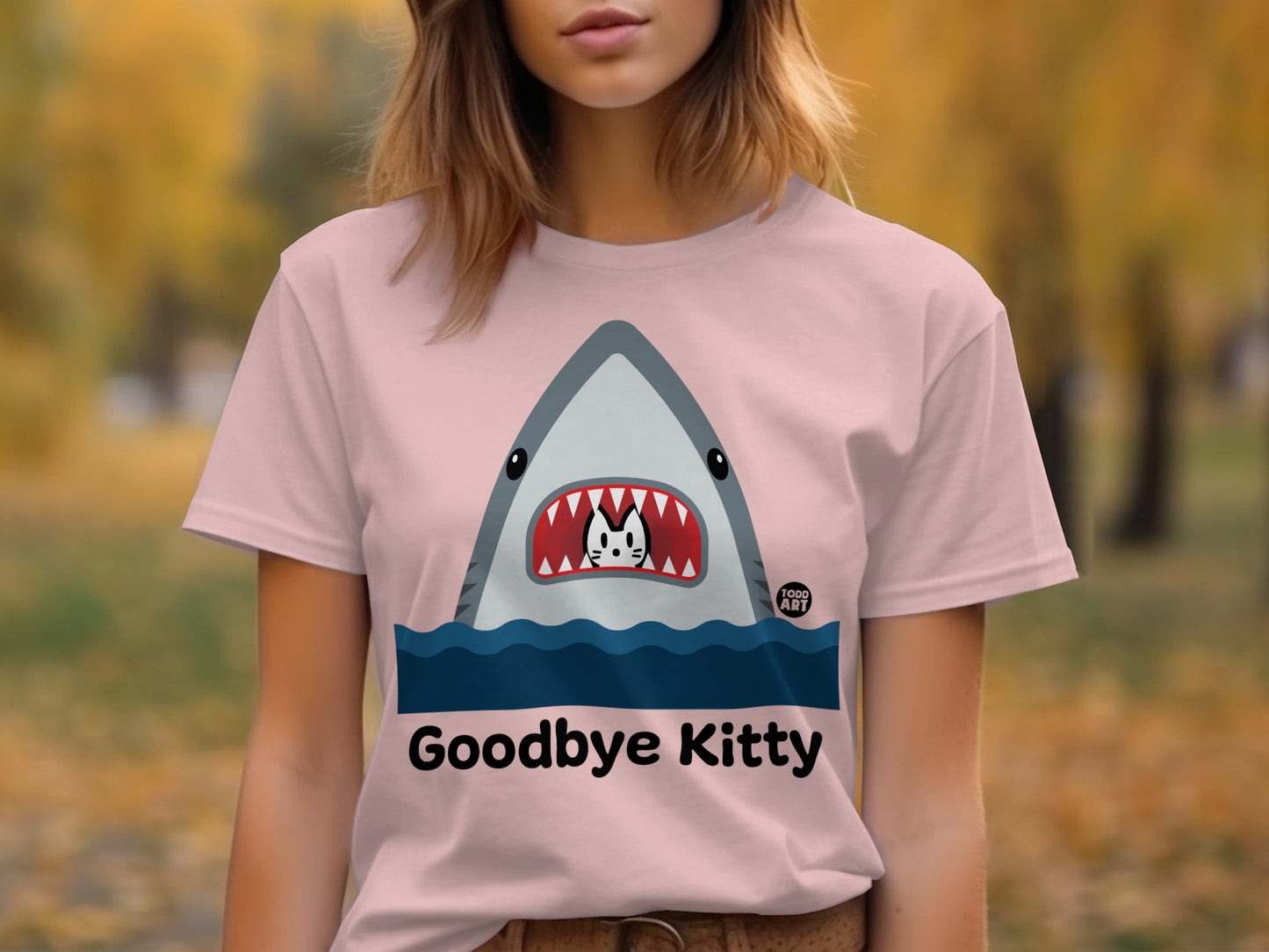 Goodbye Kitty Shark Illustration T-Shirt