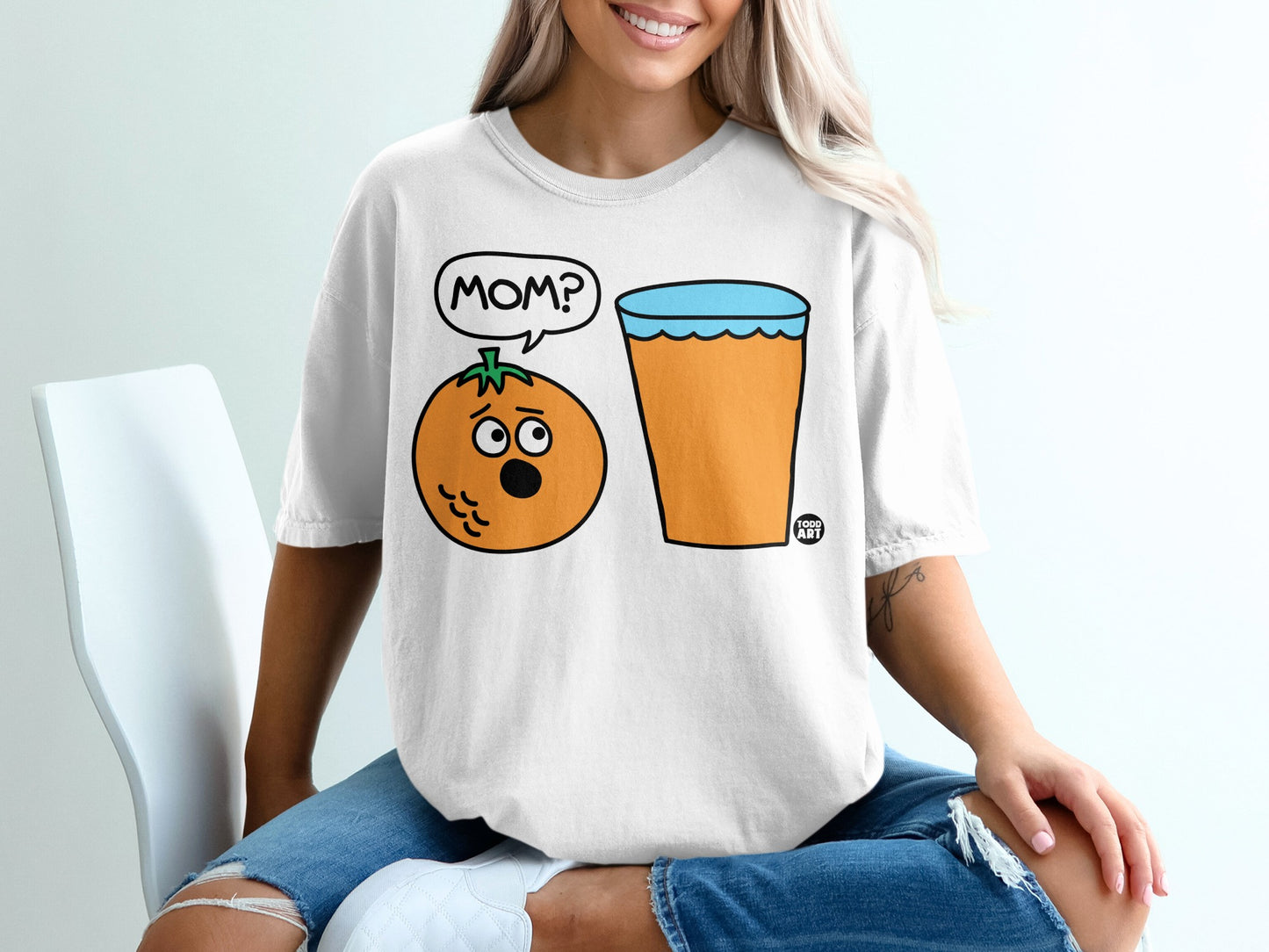 Surprised Orange MOM Juice Cartoon Graphic product type