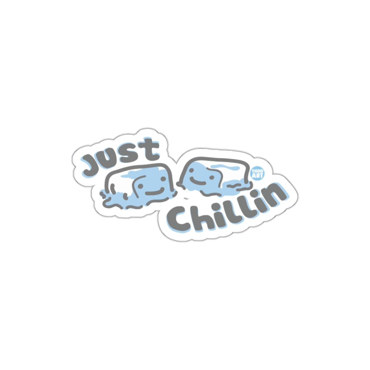 Just Chillin Cute Ice Cubes Sticker with Smiling Faces