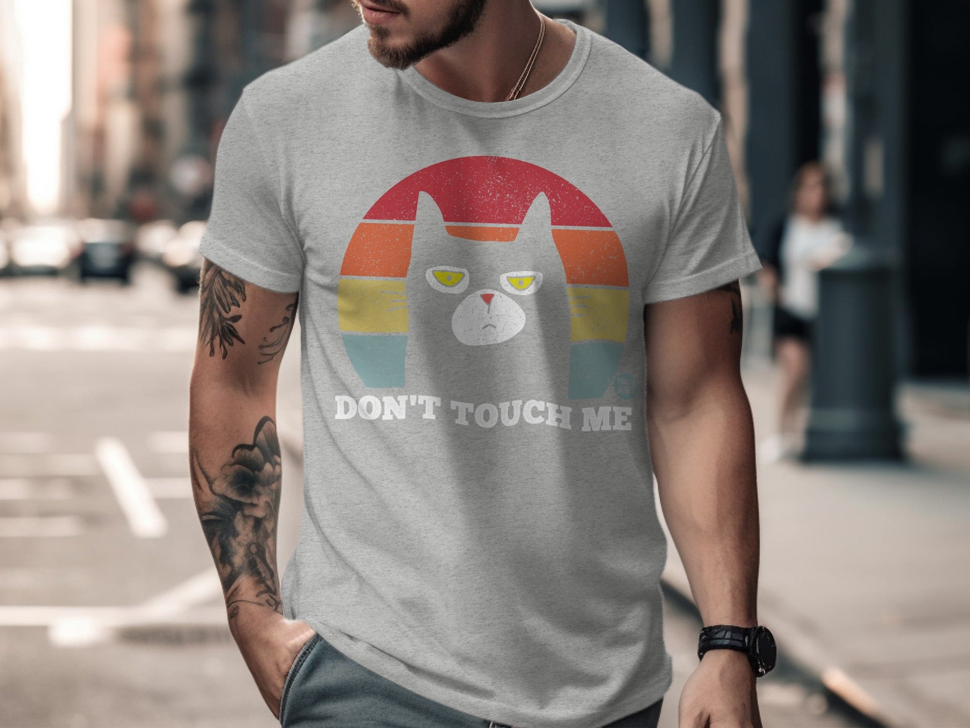 Don't Touch Me Cat Graphic T-Shirt for Casual Wear