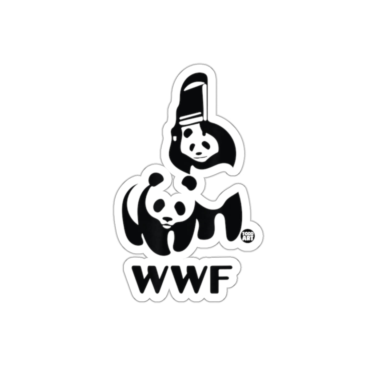 Two Pandas in WWF Logo Todd Art Design Style sticker