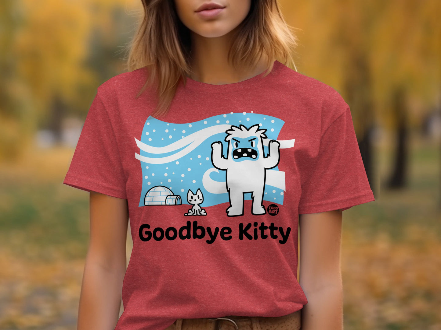 Goodbye Kitty Yeti Themed Graphic T-Shirt