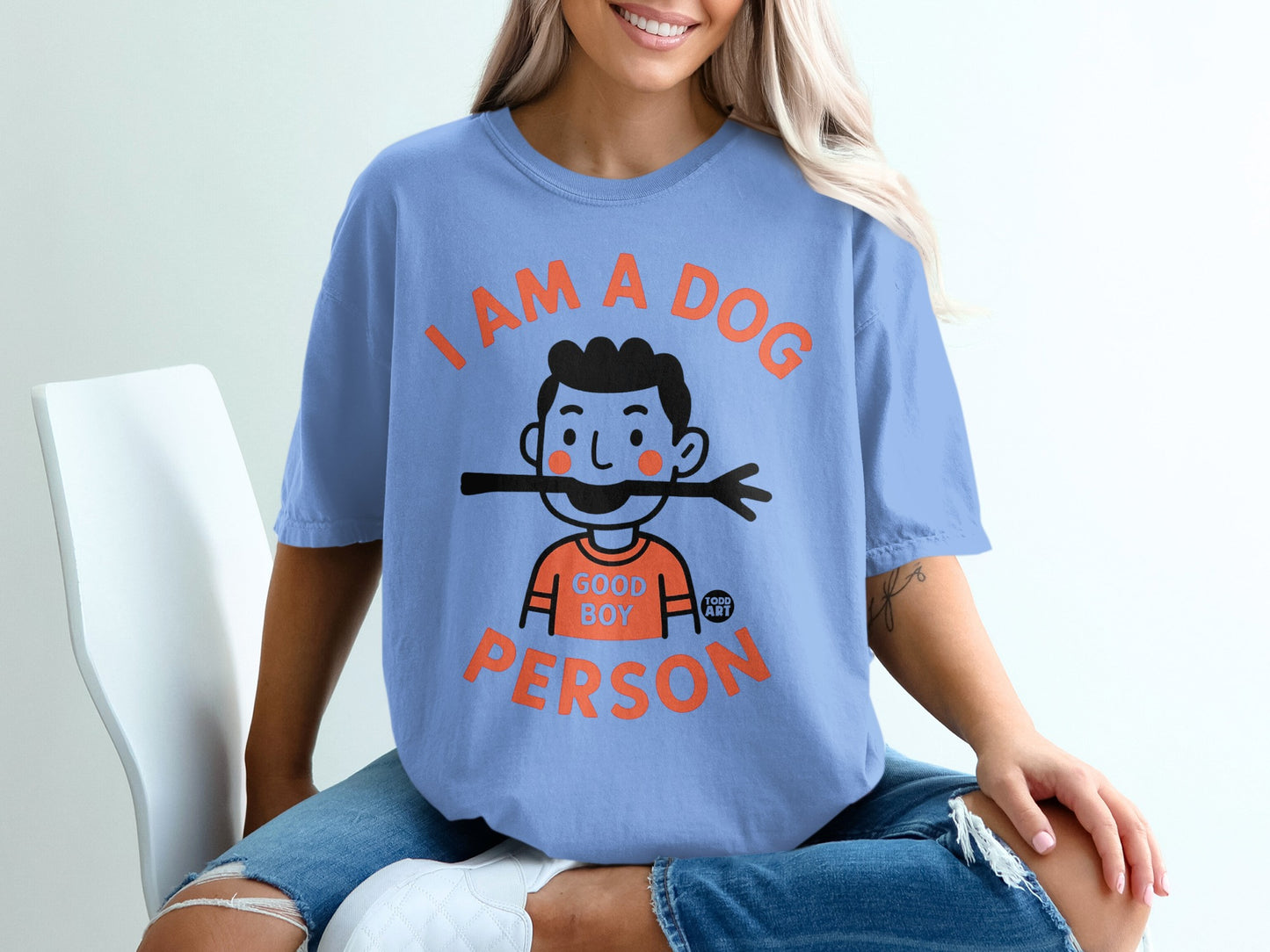 I Am a Dog Person Good Boy Cartoon T-shirt