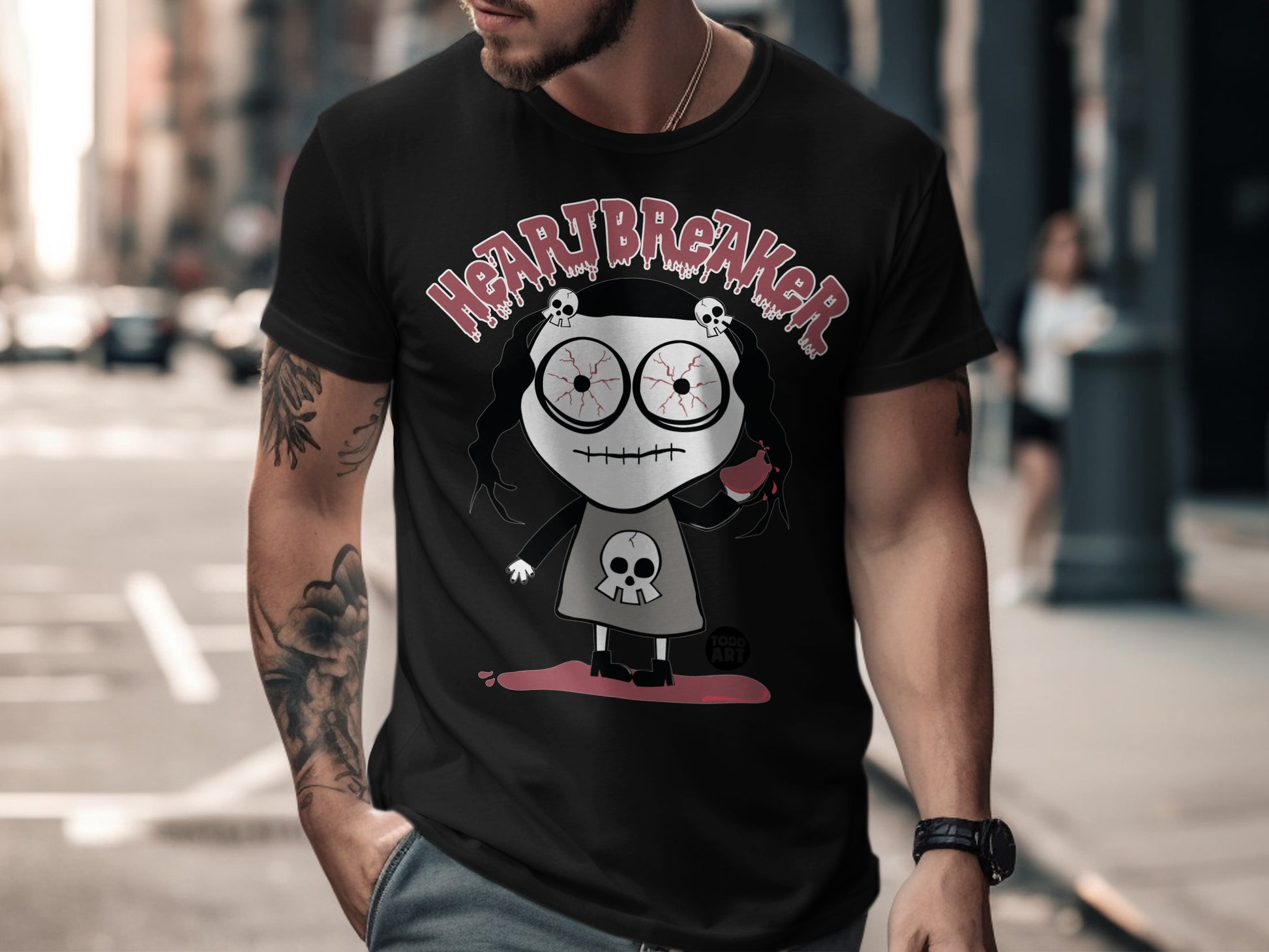 Heartbreaker Gothic Design T-Shirt for Stylish Statement