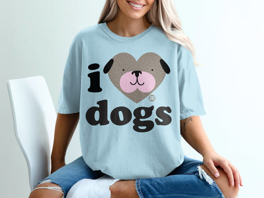 I Love Dogs Cute Heart-Faced Puppy Graphic Shirt