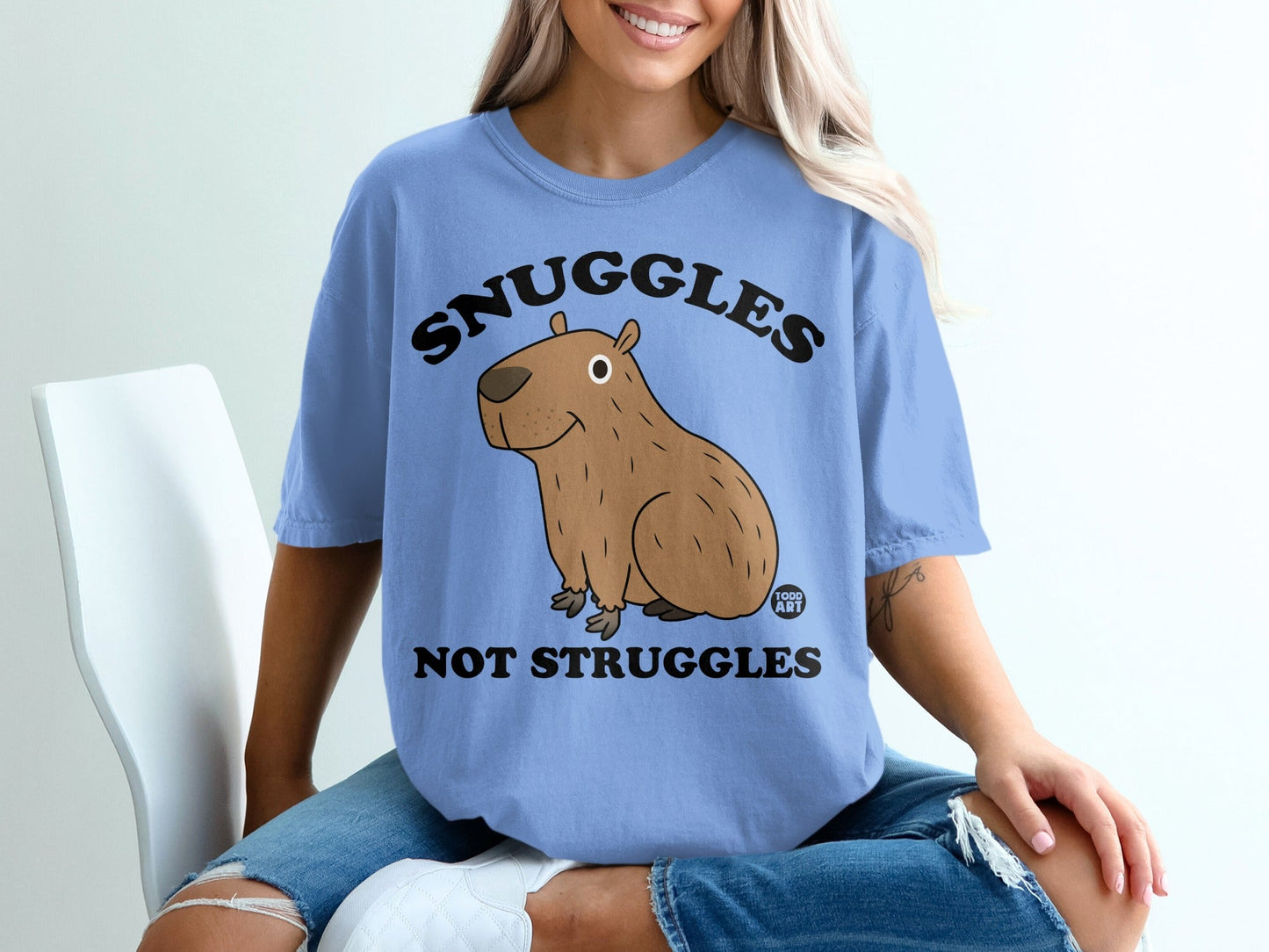 Snuggles Not Struggles Cute Capybara T-Shirt