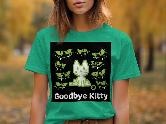 Goodbye Kitty Graphic Tee with Multiple Cat Faces
