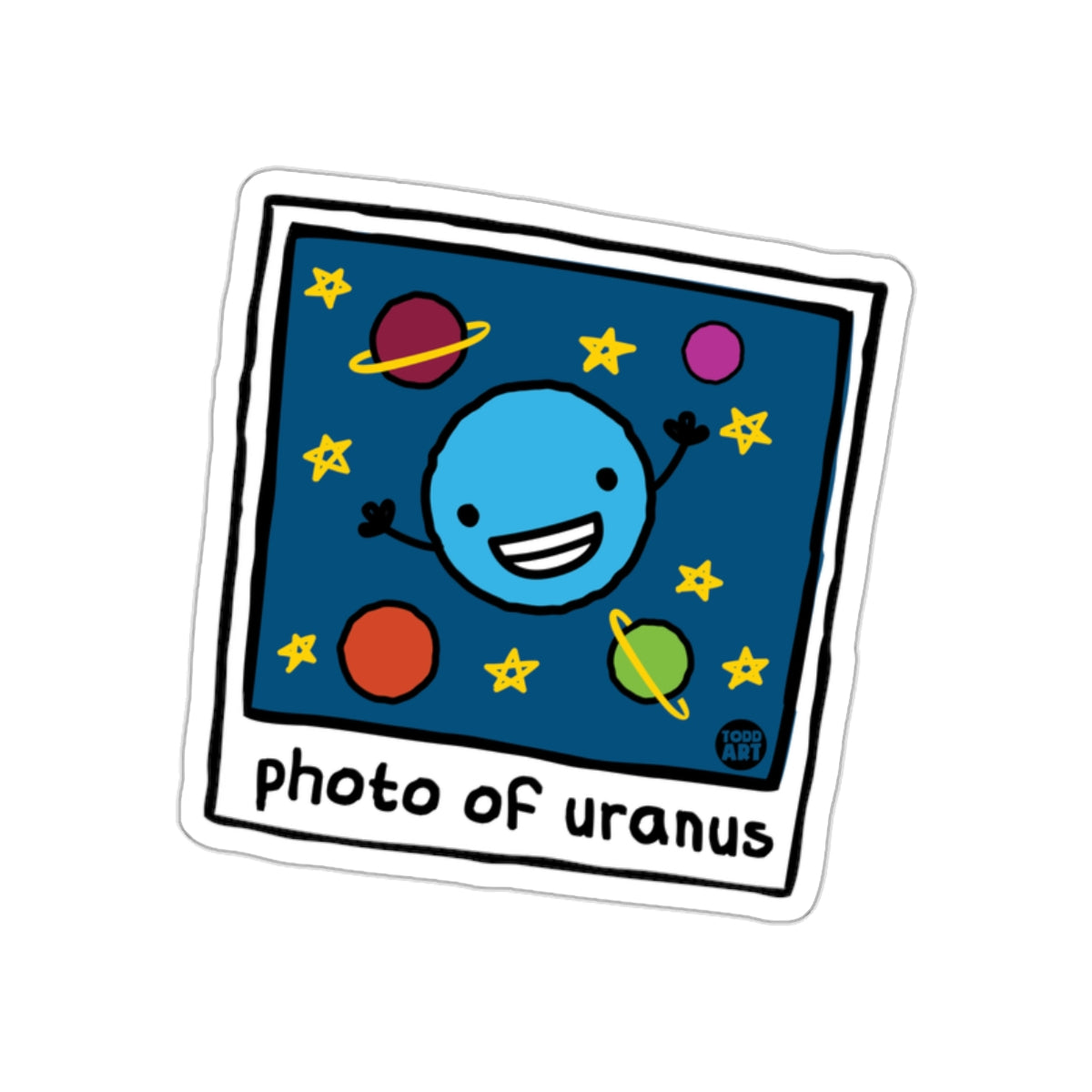 Photo of Uranus with Planets and Stars Design sticker