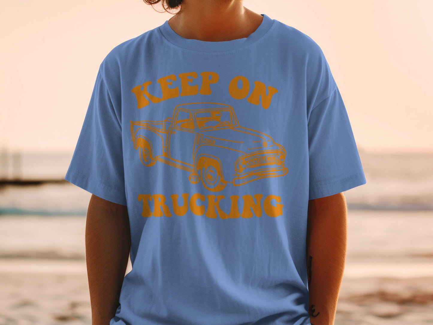 Keep On Trucking Blue Graphic Tee Product