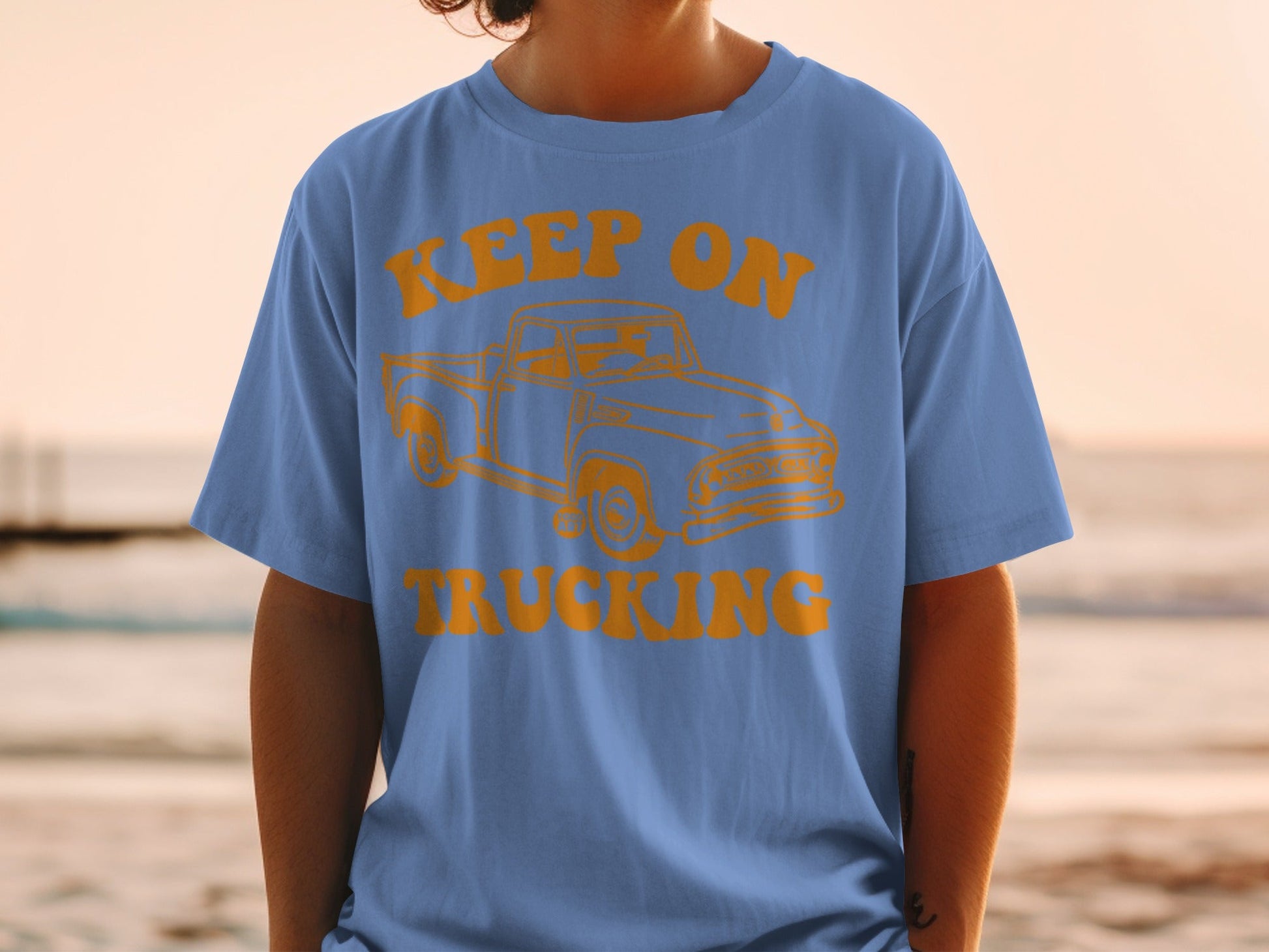 Keep On Trucking Blue Graphic Tee Product