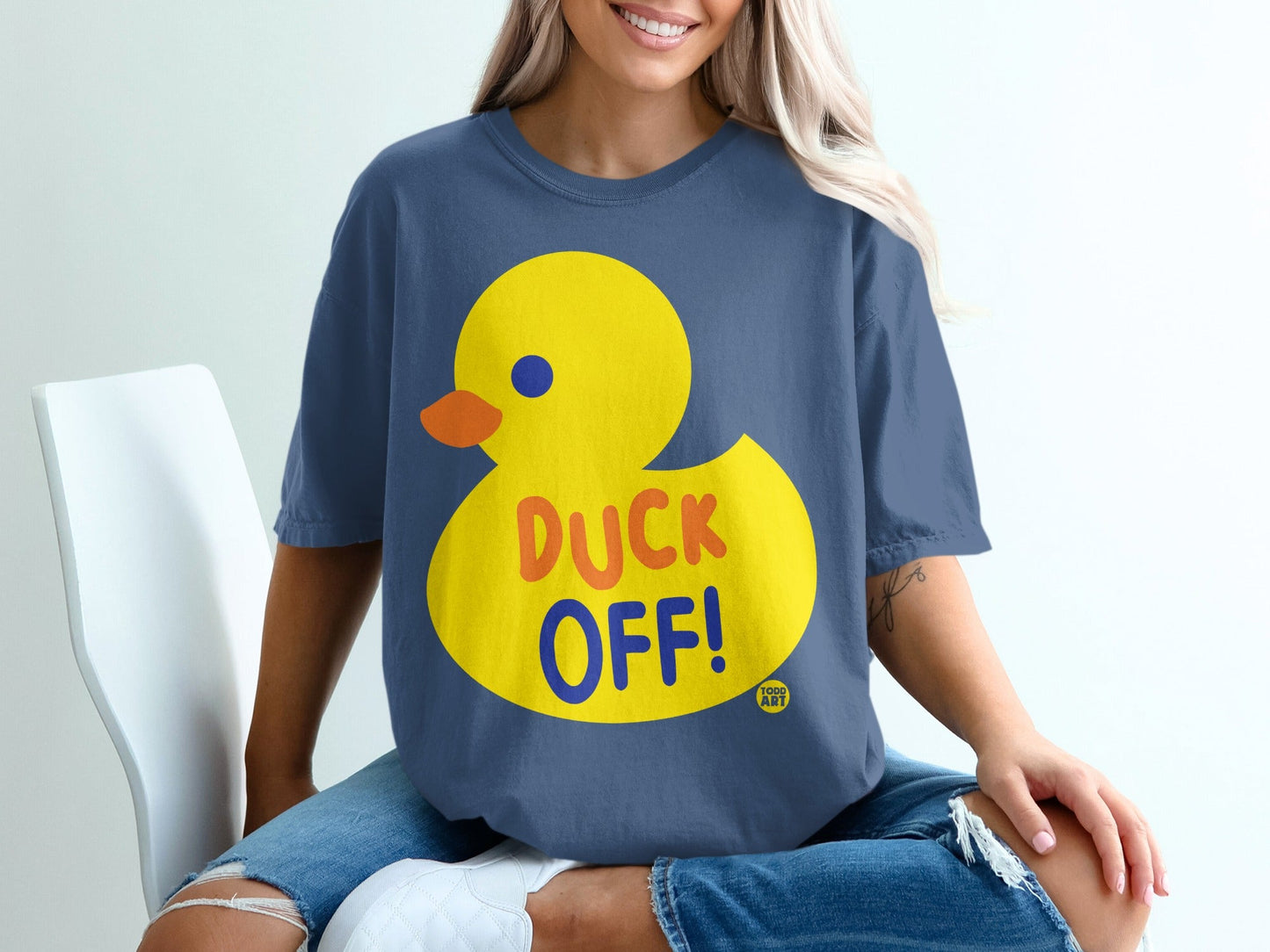 Duck Off Graphic Tee Cute Yellow Duck Saying Shirt