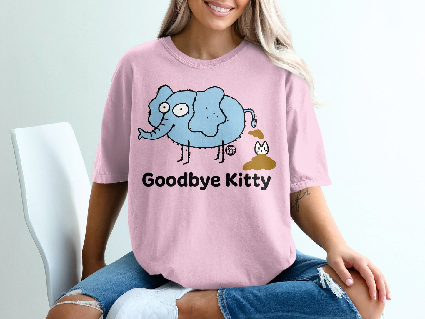 Goodbye Kitty Elephant Graphic Pink T-Shirt