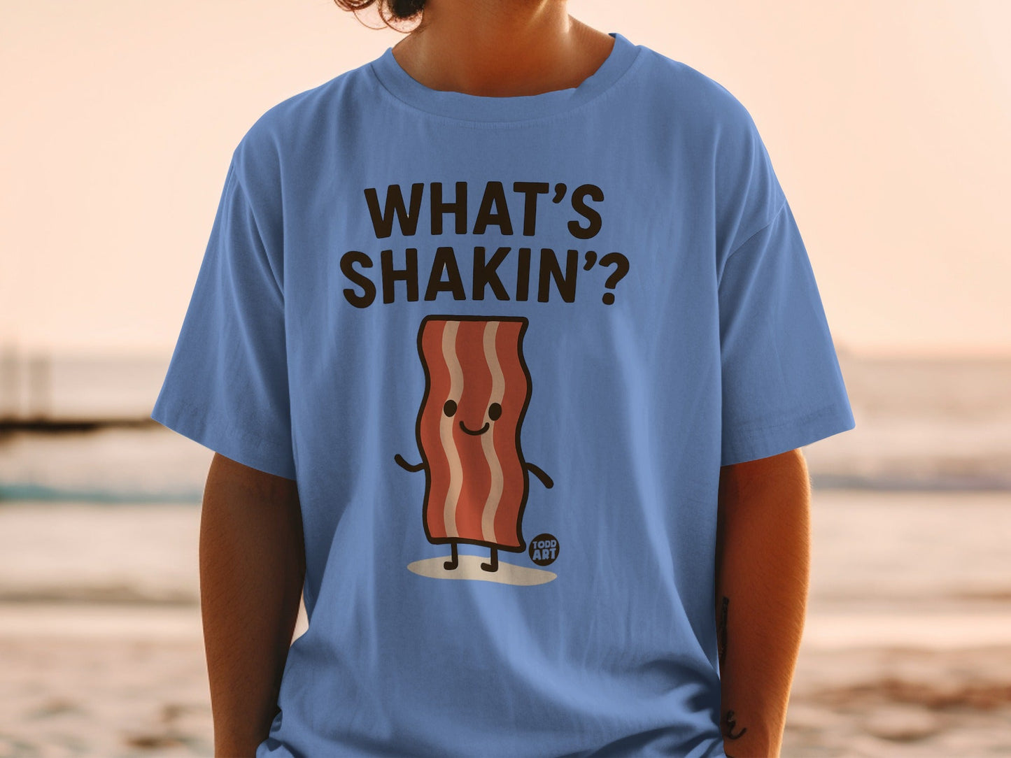 What's Shakin' Cute Bacon Character Fun T-shirt