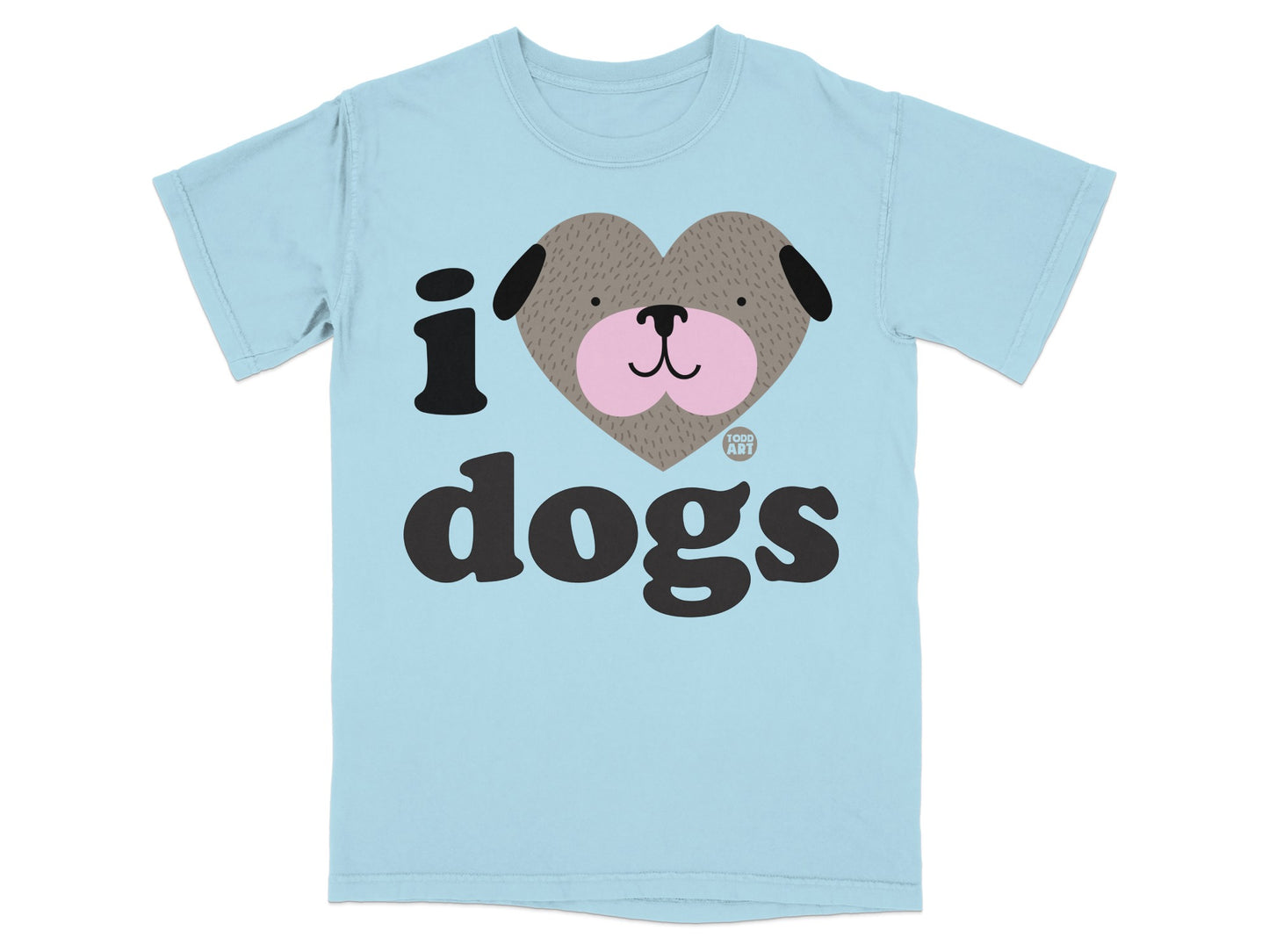 I Love Dogs Cute Heart Face Graphic T-Shirt