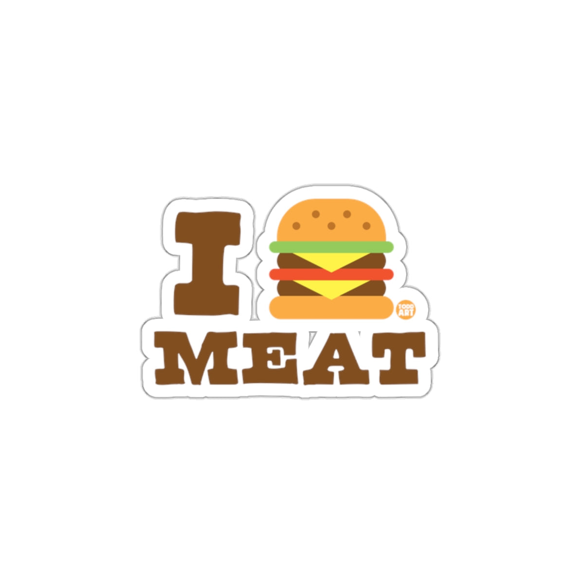 I Love Meat Funny Burger Sticker for Food Lovers